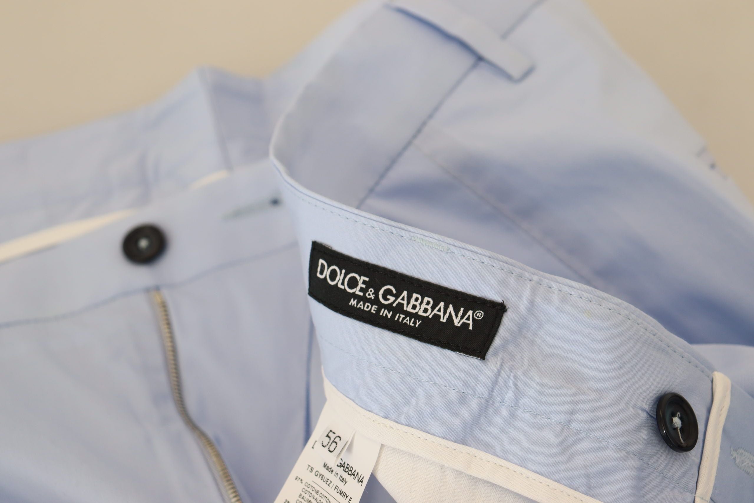 Dolce &amp; Gabbana Blue Cotton Stretch Chinos Trousers
