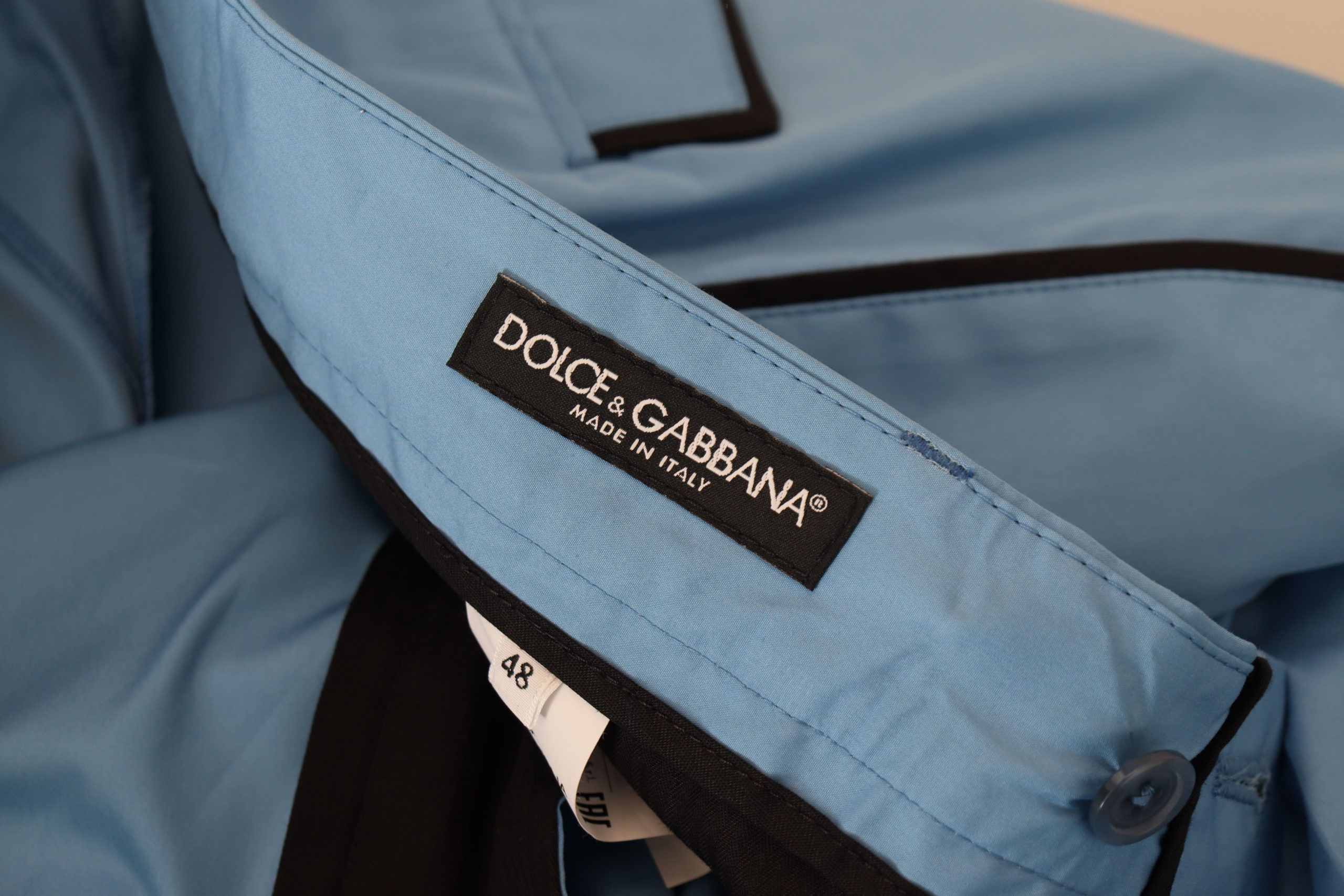 Dolce &amp; Gabbana Blue Cotton-Silk Chino Pants