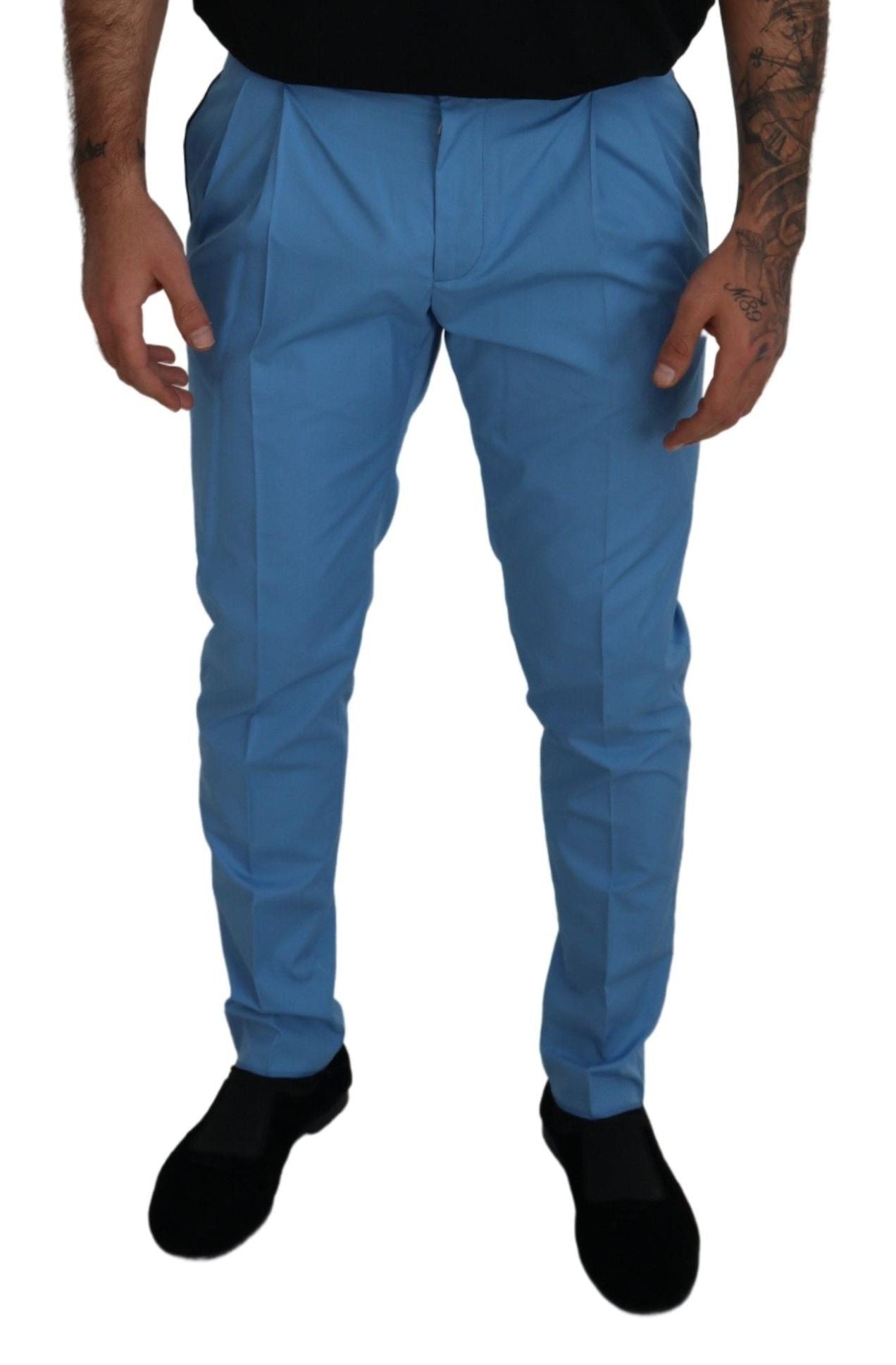 Dolce &amp; Gabbana Blue Cotton-Silk Chino Pants