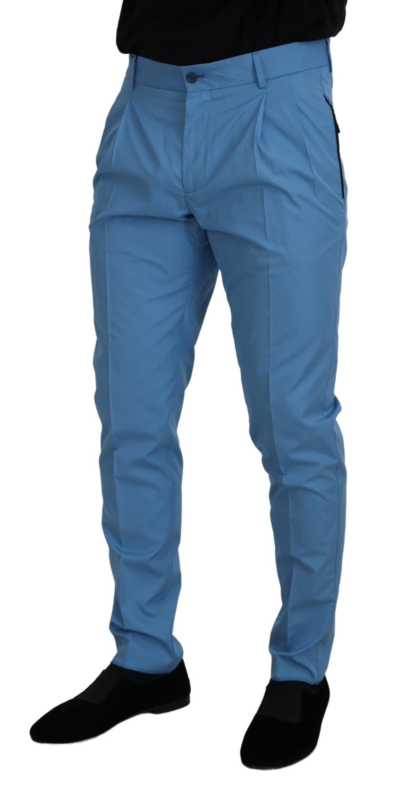 Dolce &amp; Gabbana Blue Cotton-Silk Chino Pants