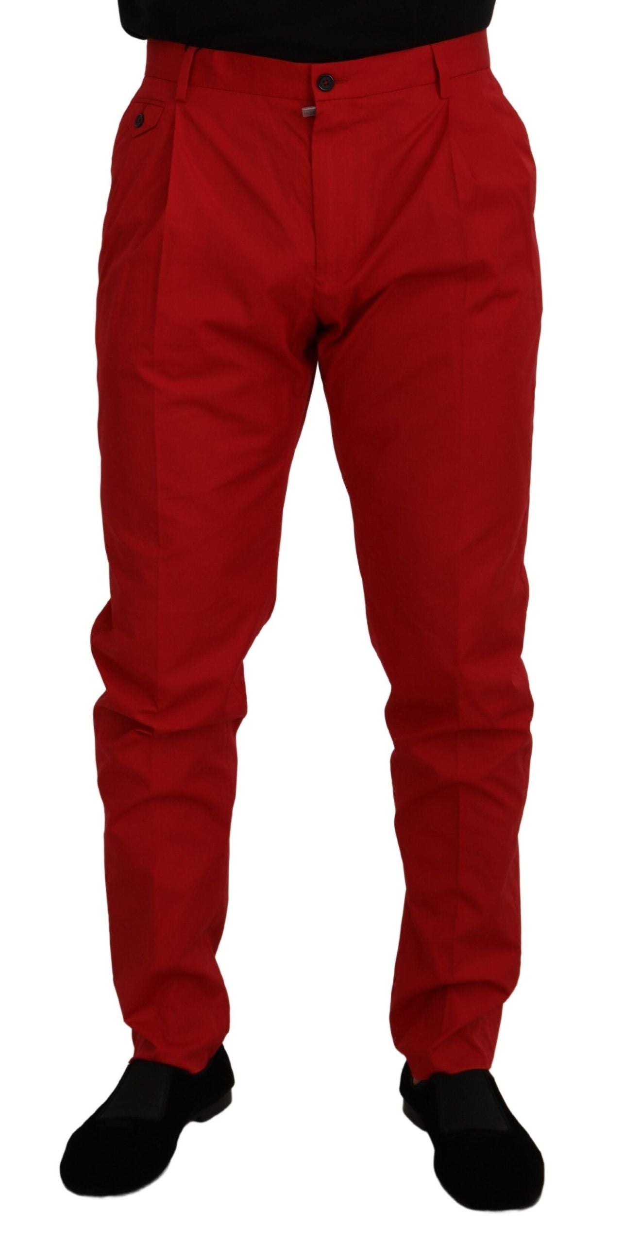 Dolce & Gabbana Rot Baumwolle Slim Fit Hose Chinos Hose