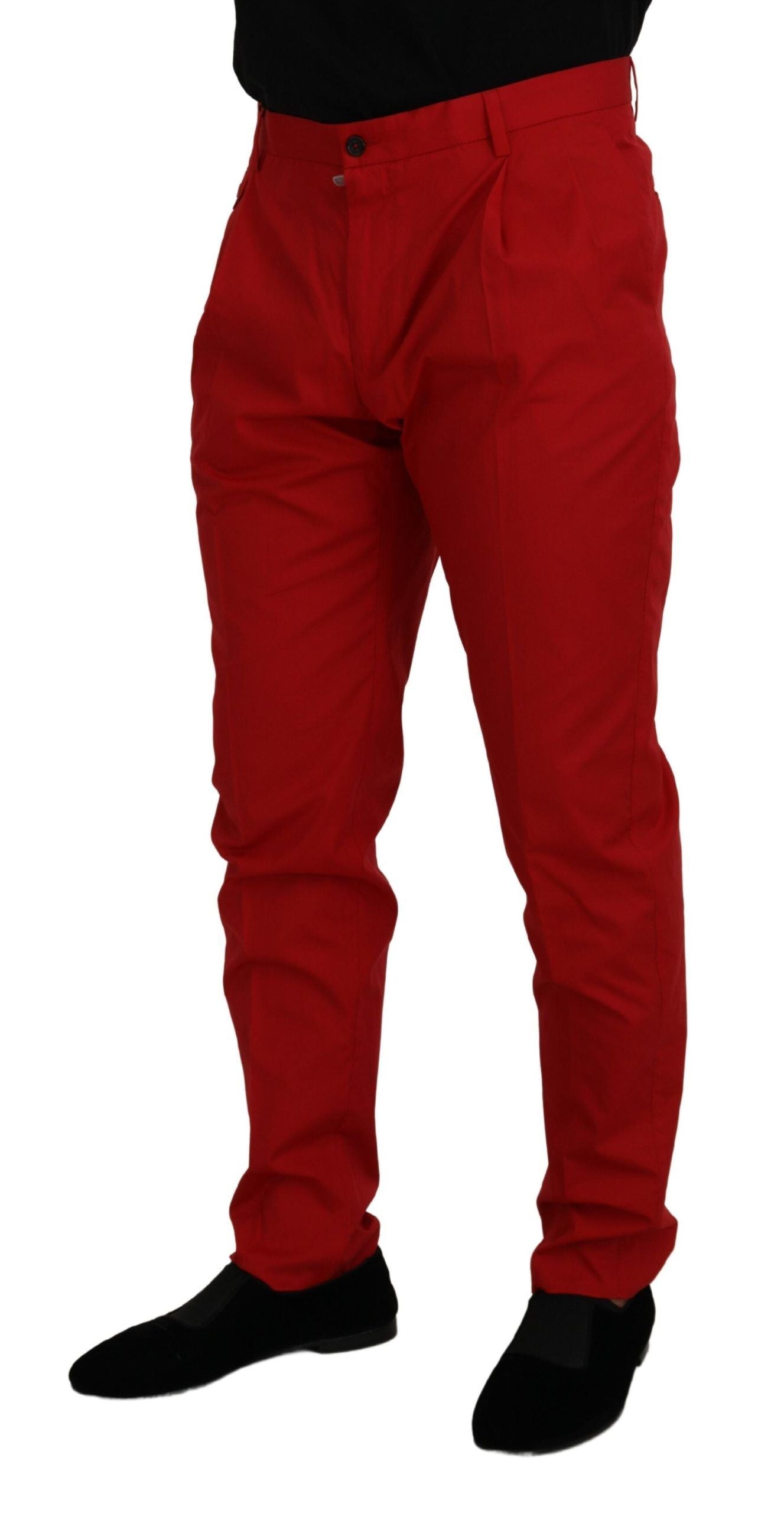 Dolce & Gabbana Rot Baumwolle Slim Fit Hose Chinos Hose