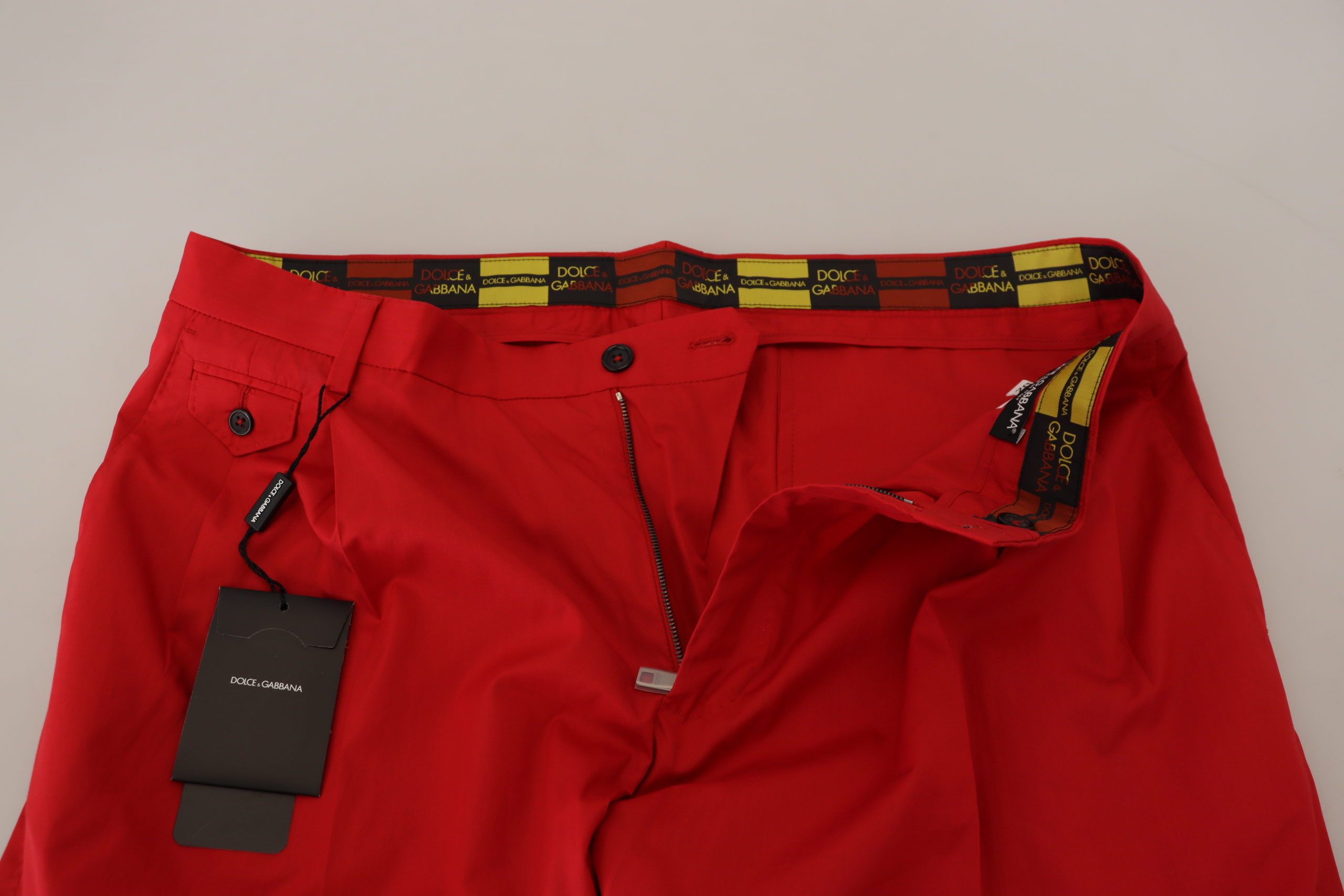 Dolce & Gabbana Rot Baumwolle Slim Fit Hose Chinos Hose