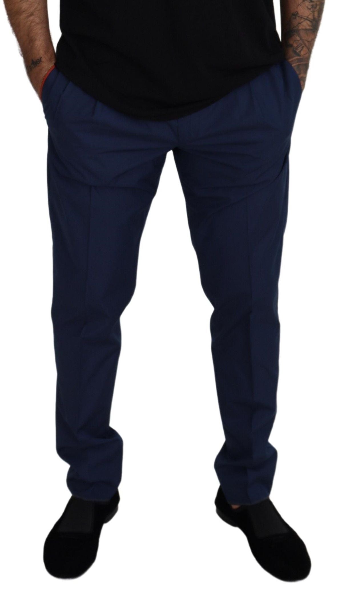 Dolce &amp; Gabbana Blue Cotton-Silk Chino Pants