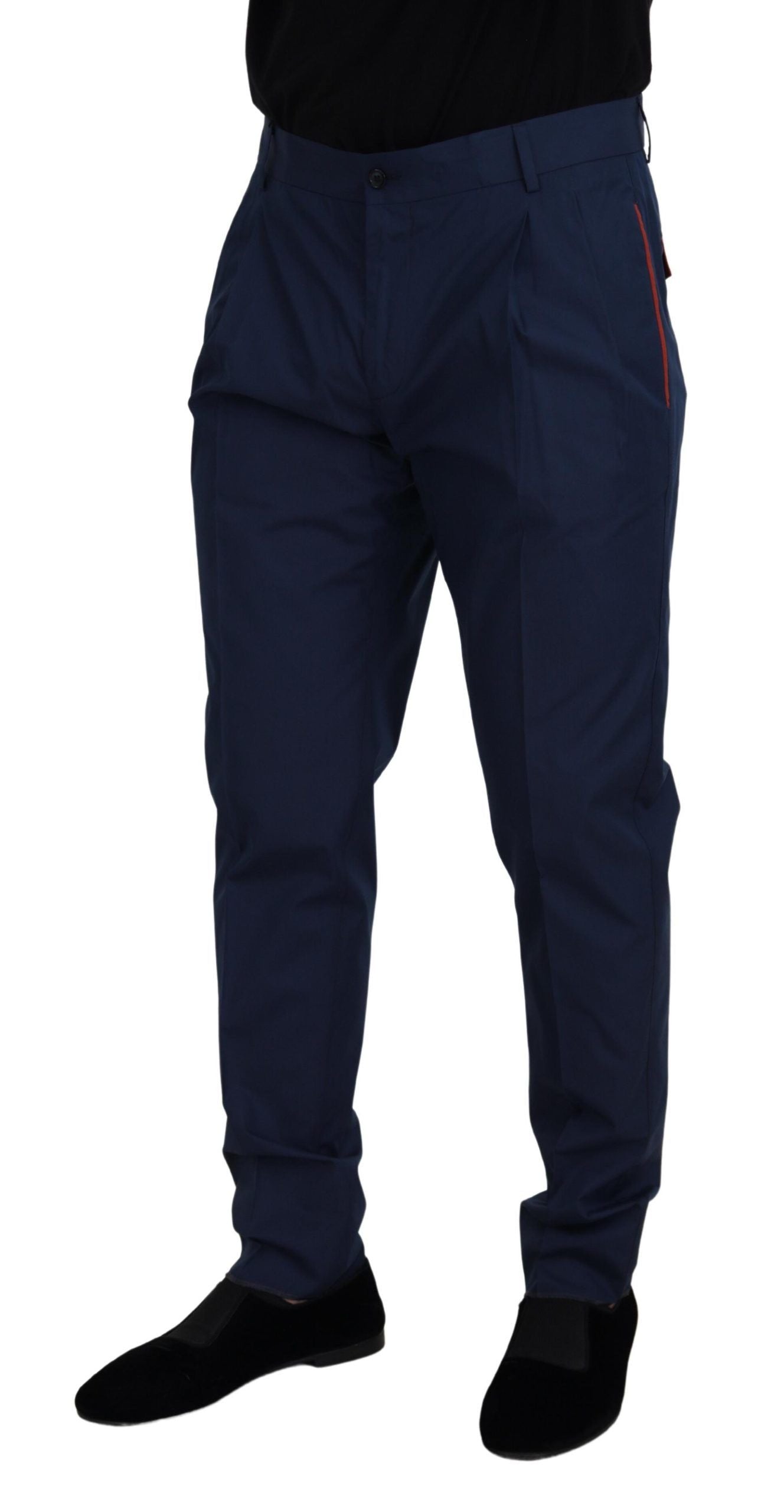 Dolce &amp; Gabbana Blue Cotton-Silk Chino Pants
