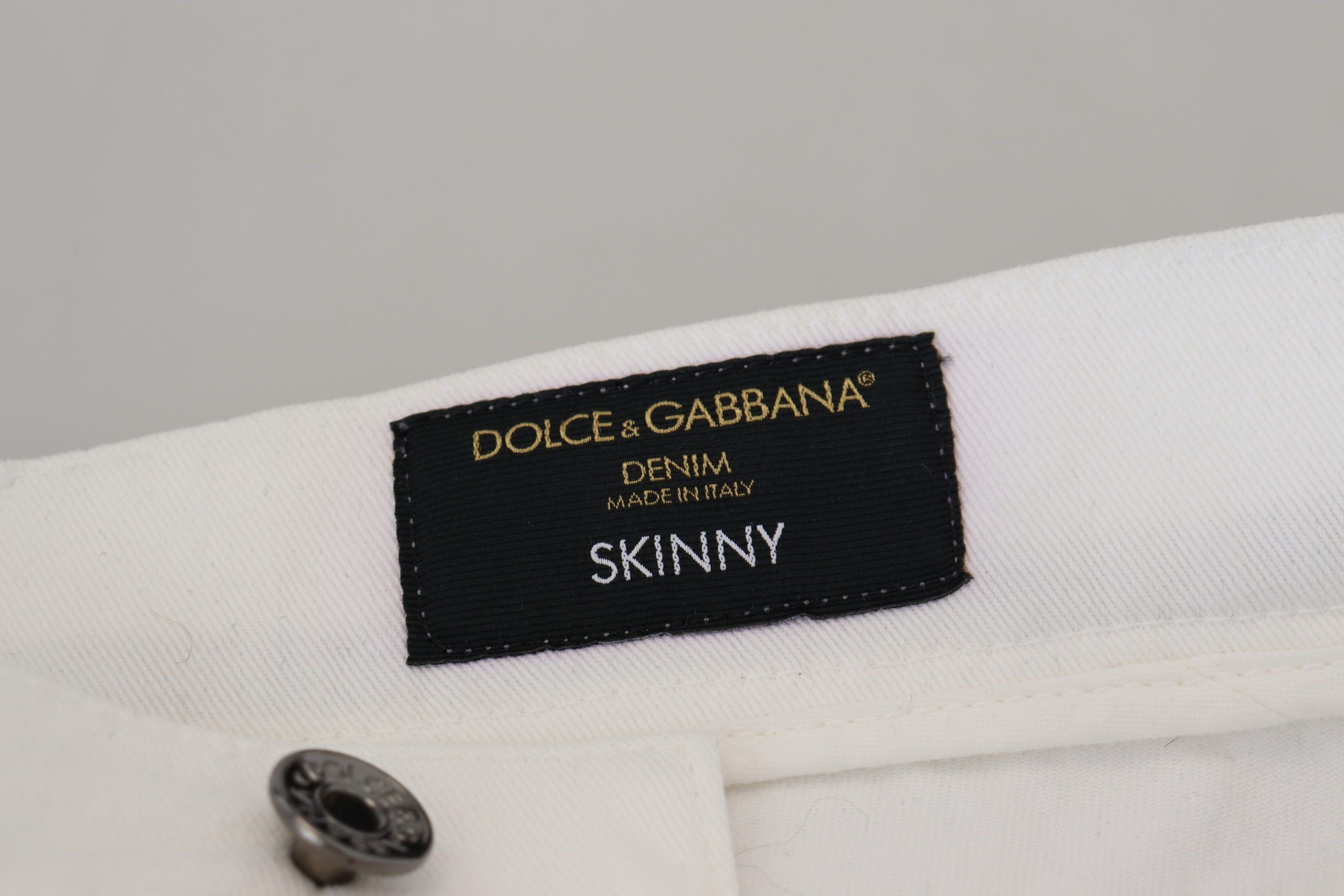 Dolce &amp; Gabbana White Slim Skinny Stretch Cotton Denim Jeans