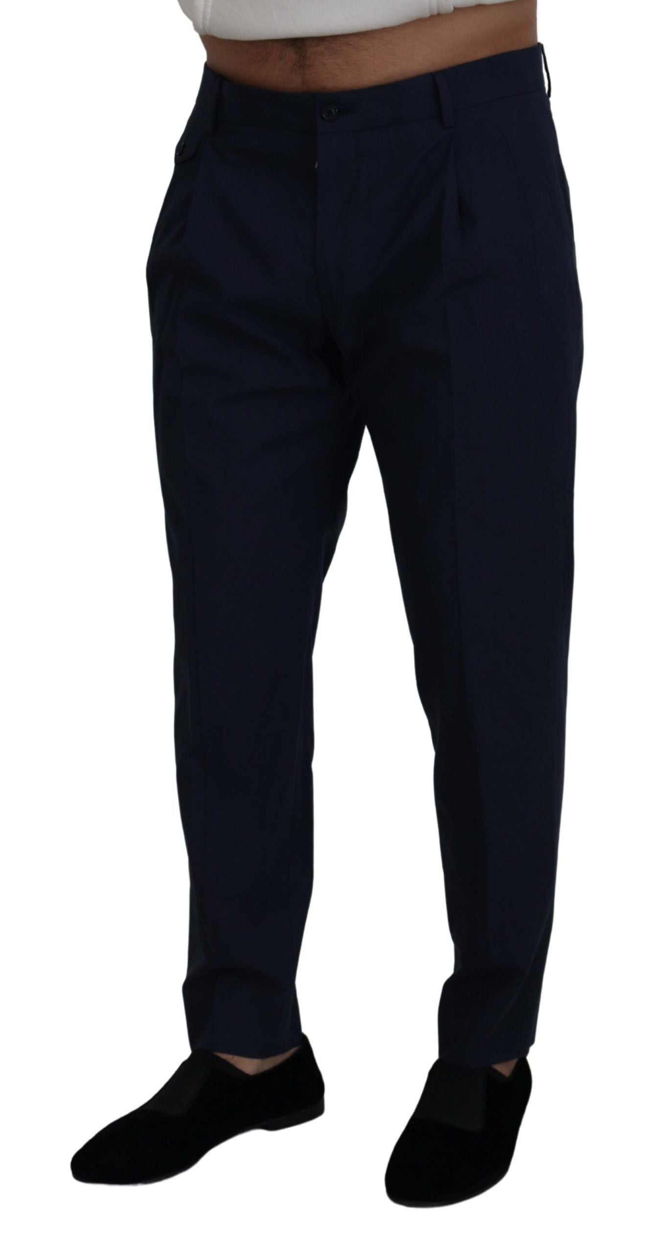 Dolce &amp; Gabbana Blue Cotton Slim Trousers Chinos Pants