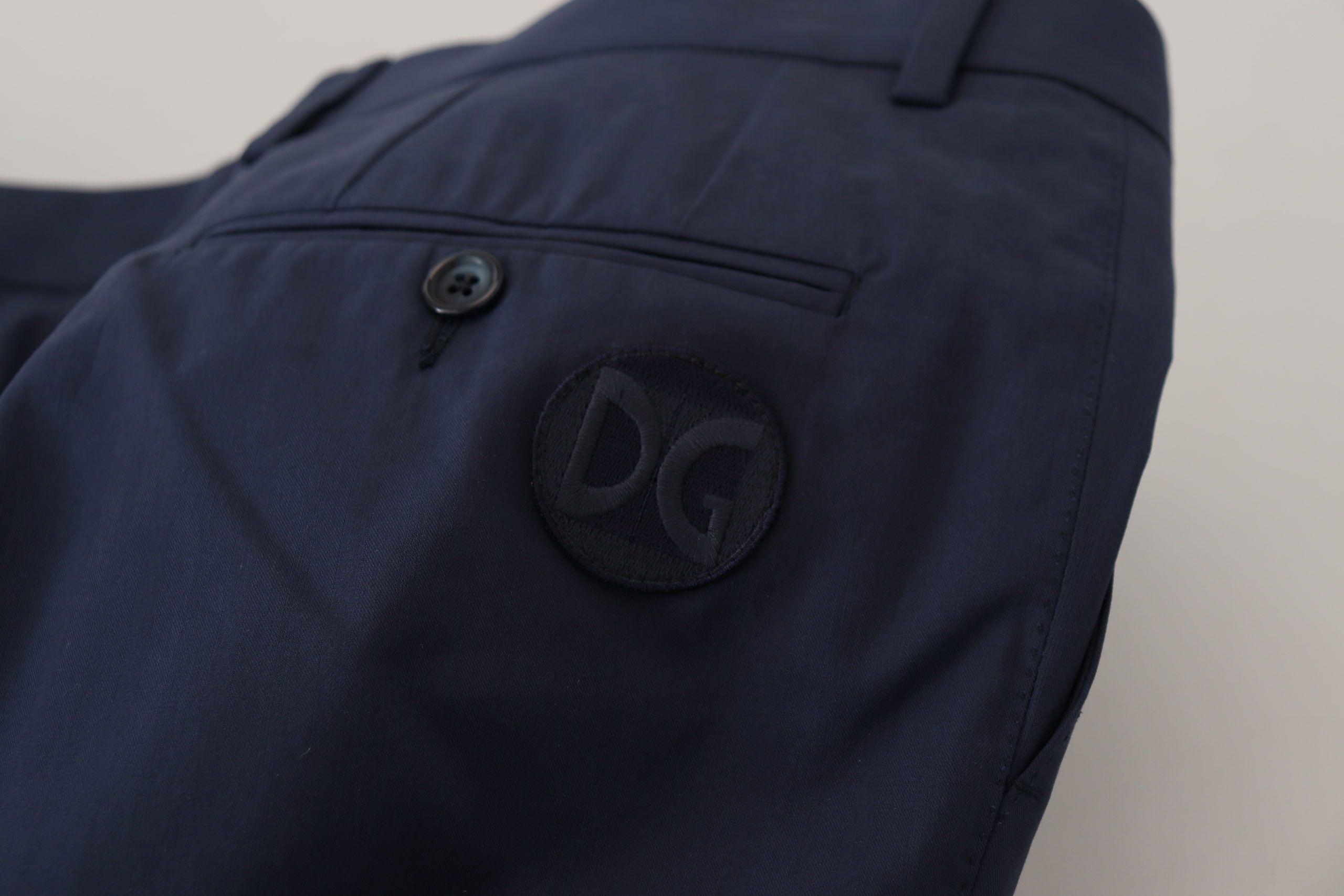 Dolce &amp; Gabbana Blue Cotton Slim Trousers Chinos Pants