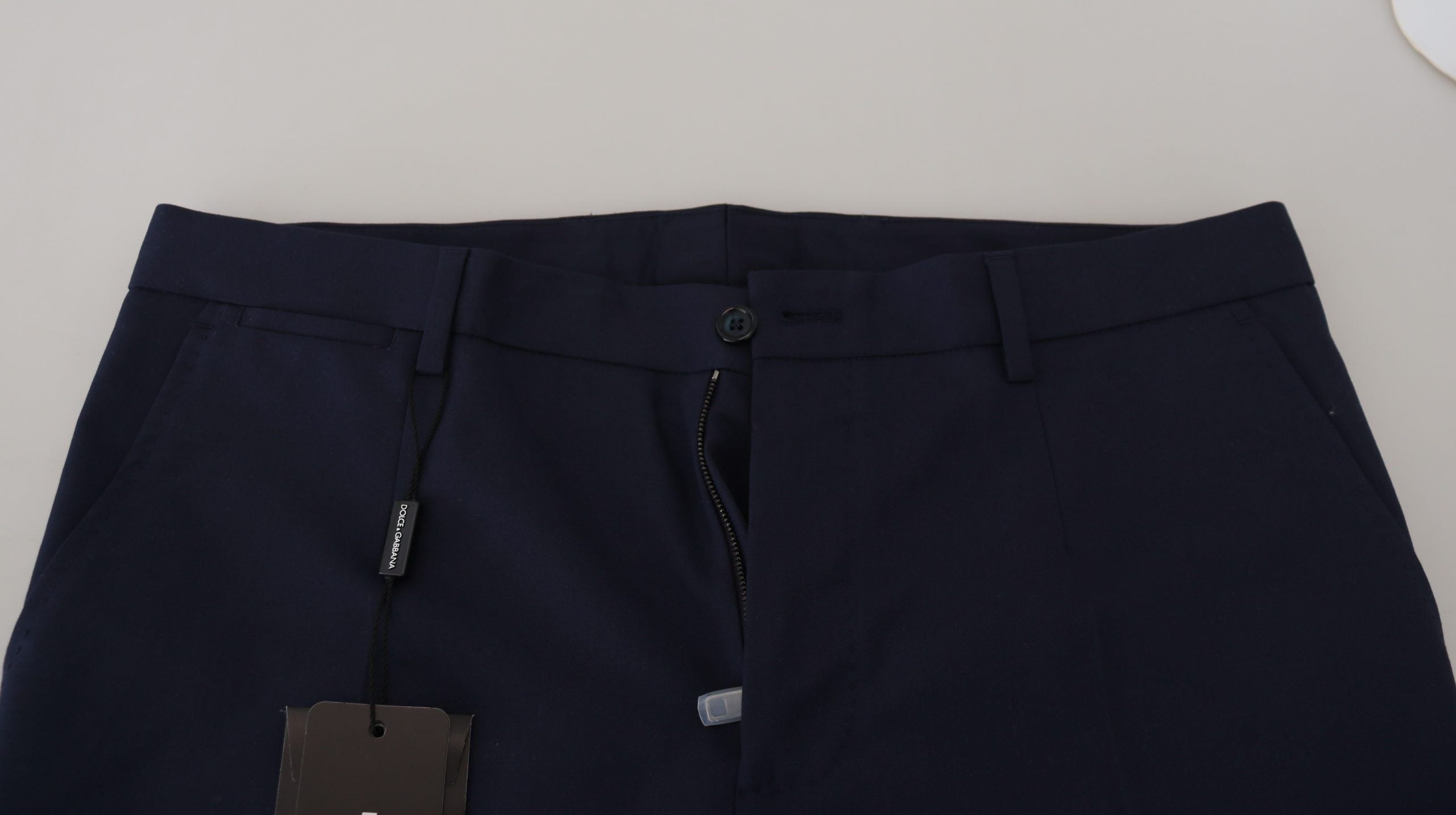 Dolce &amp; Gabbana Blue Linen Cotton Slim Fit Chinos Trousers