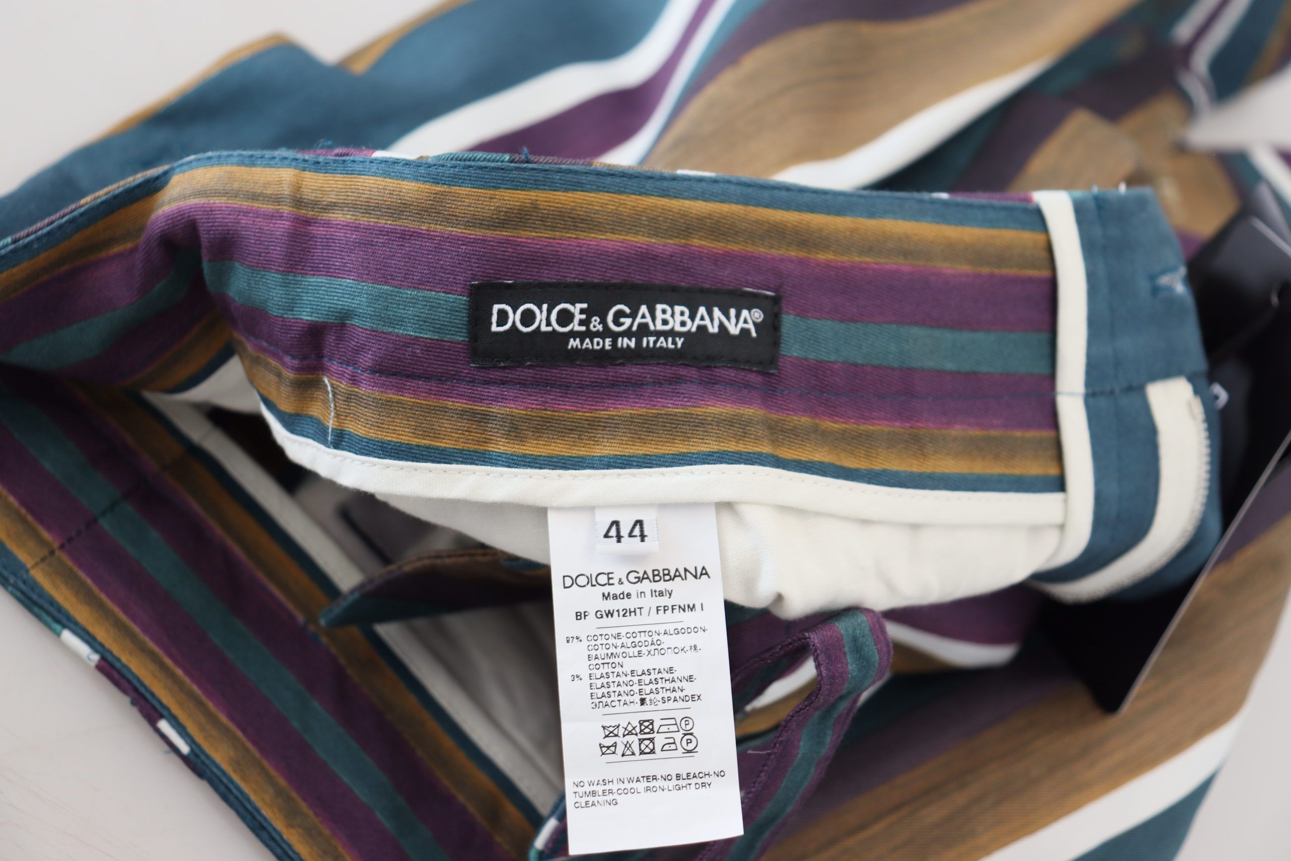 Dolce & Gabbana Mehrfarbig gestreifte Shorts aus Stretch-Baumwolle