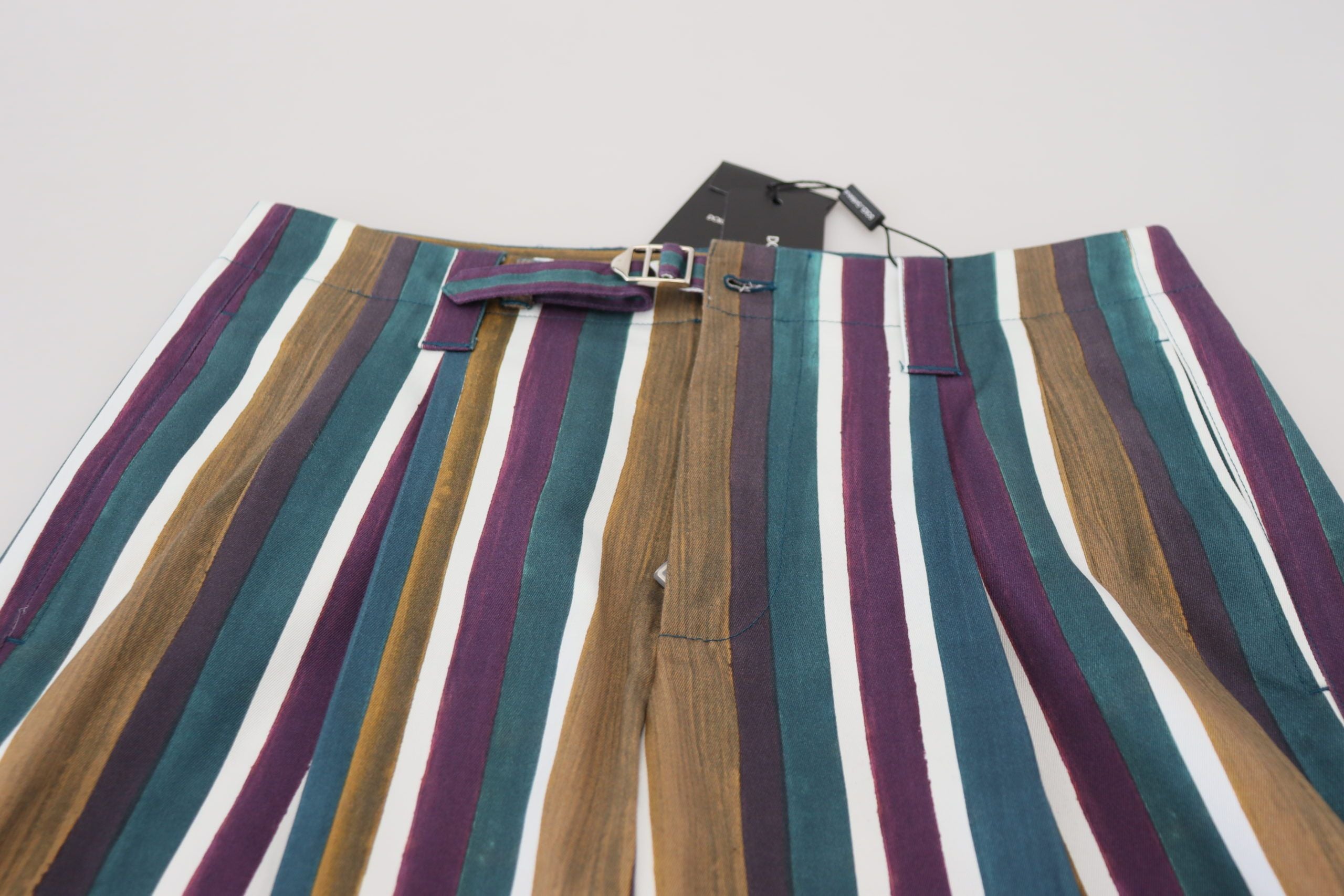 Dolce & Gabbana Mehrfarbig gestreifte Shorts aus Stretch-Baumwolle