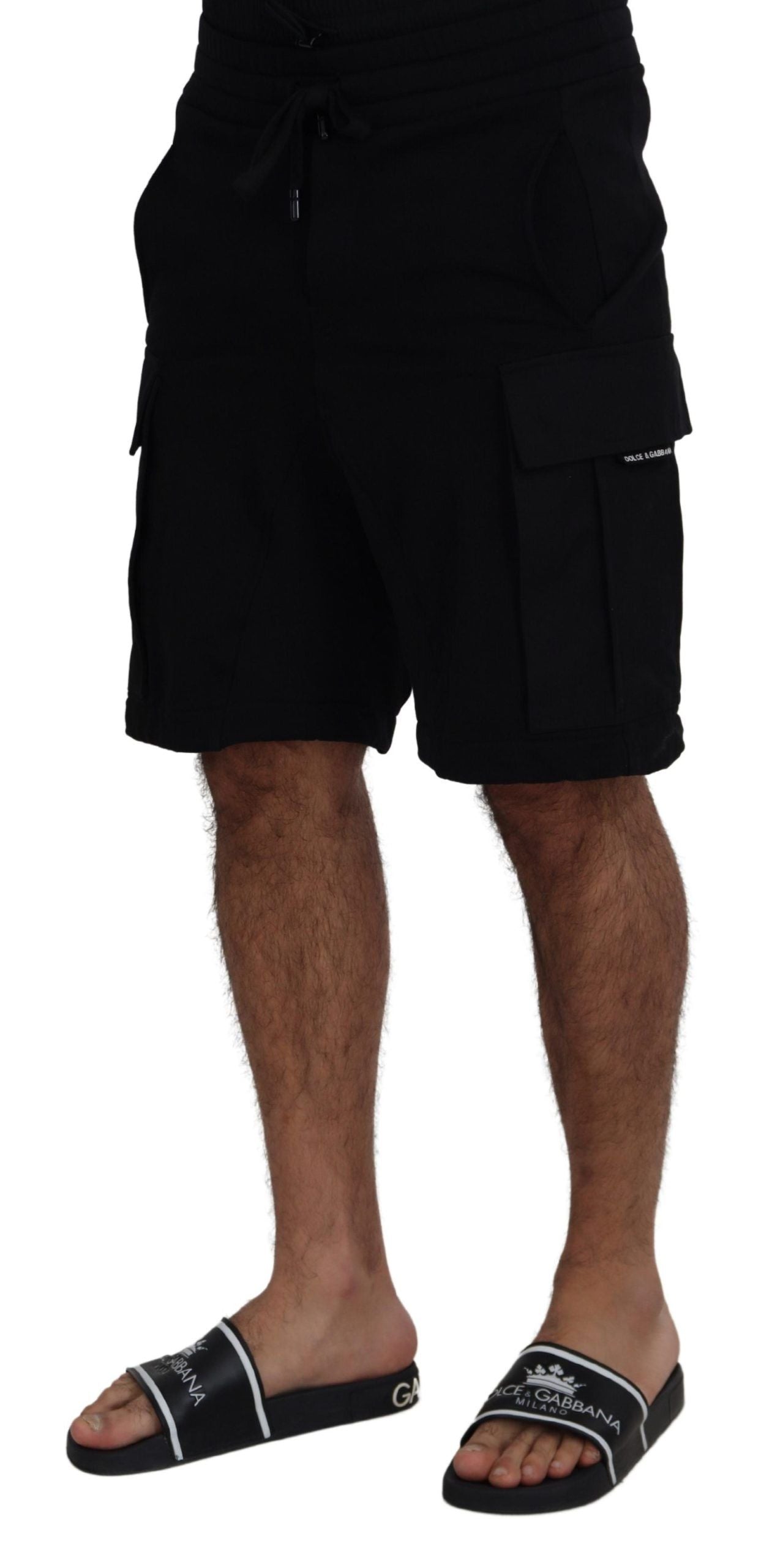 Dolce & Gabbana Schwarze Bermuda Cargo-Shorts aus Baumwolle