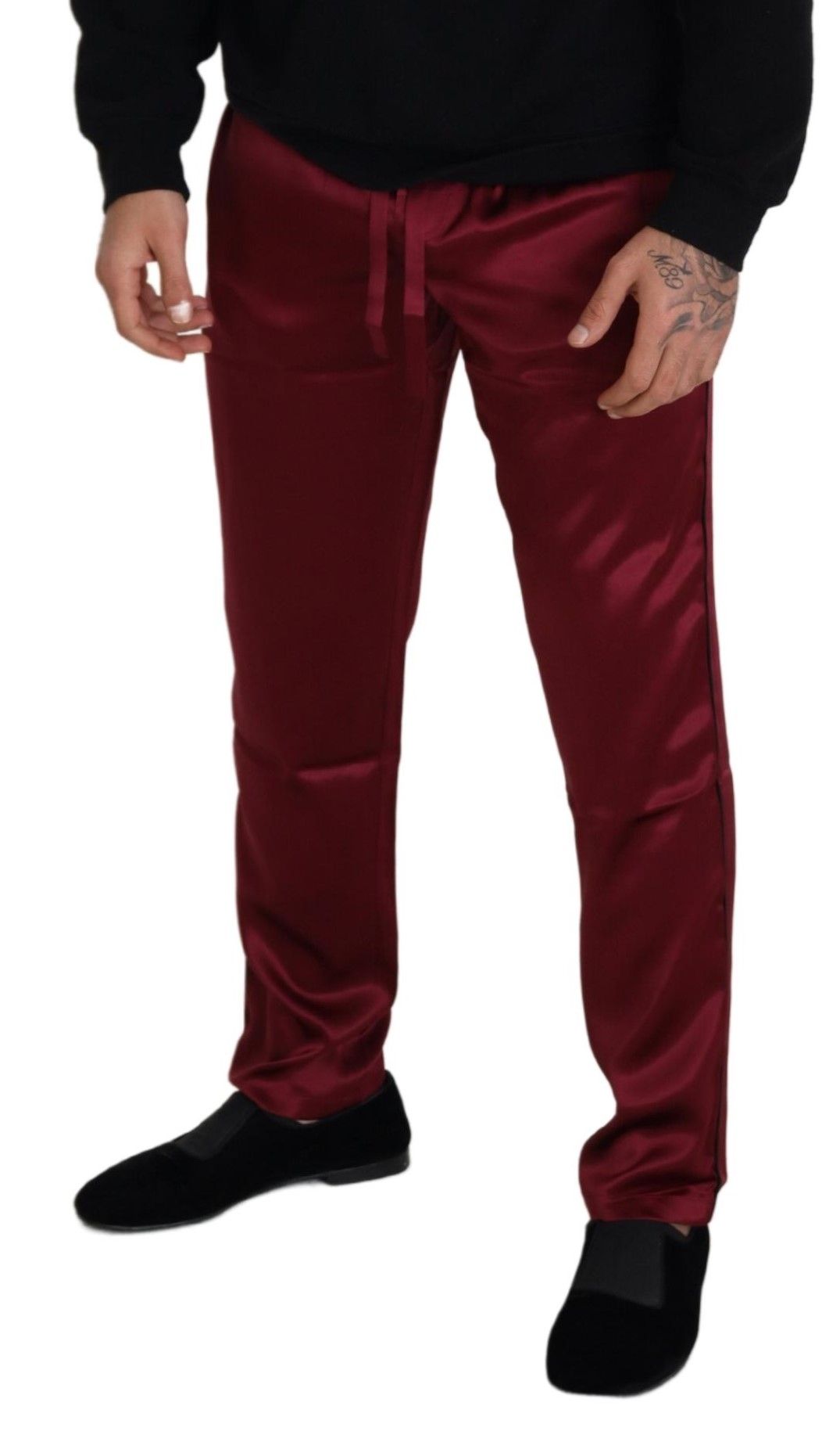 Dolce &amp; Gabbana Burgundy Silk DG Sleep Lounge Pants