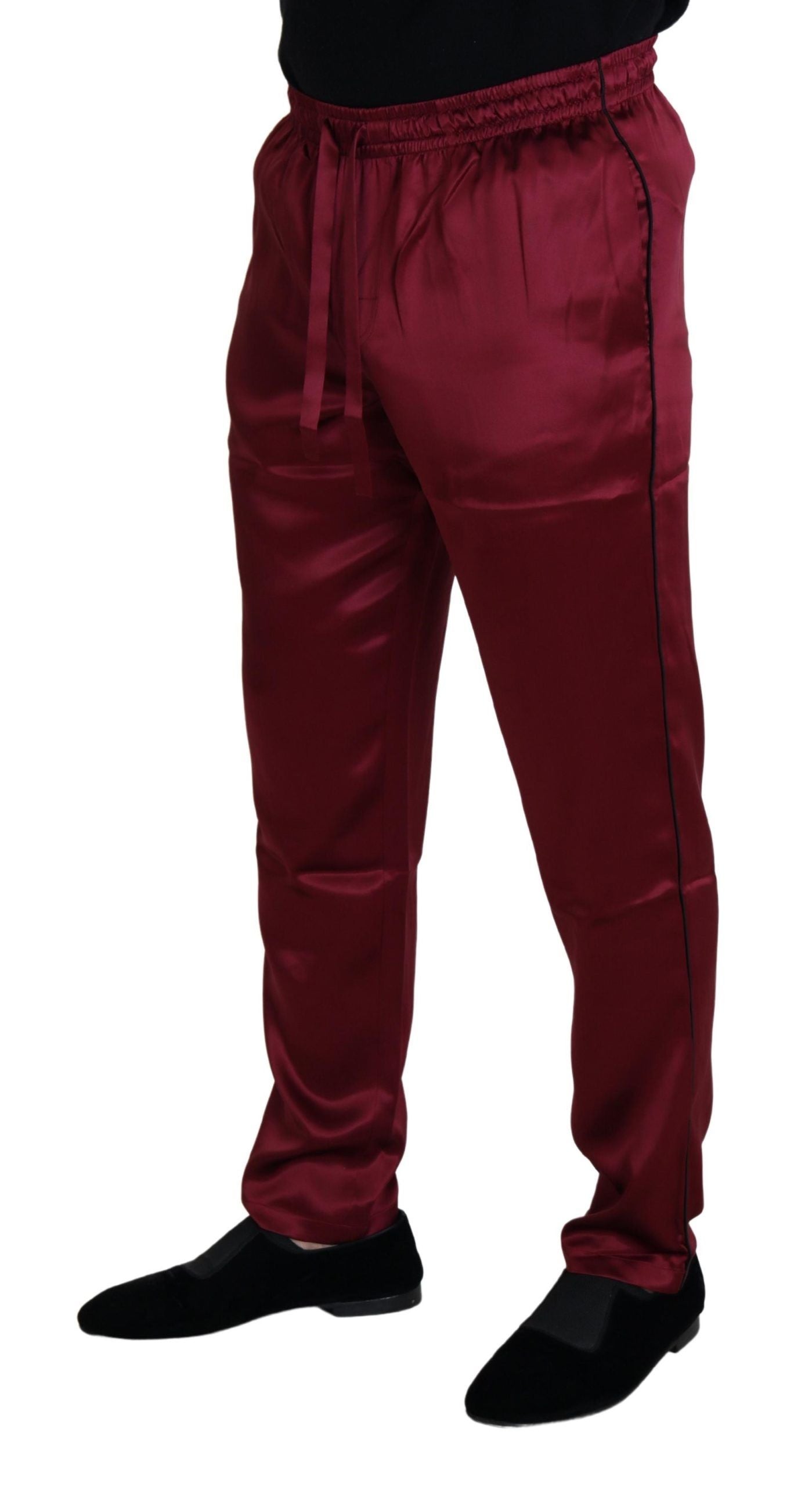 Dolce &amp; Gabbana Burgundy Silk DG Sleep Lounge Pants