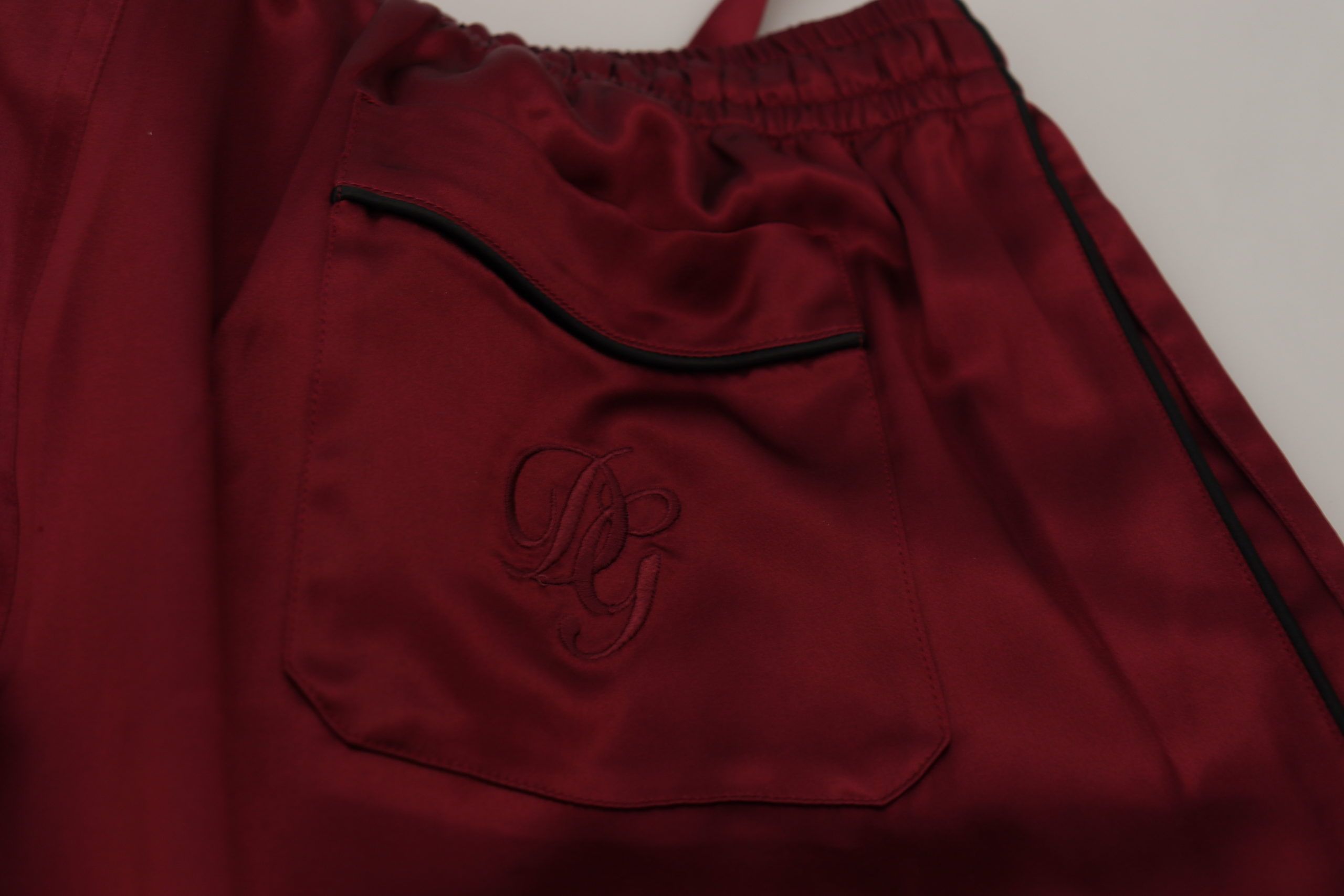 Dolce &amp; Gabbana Burgundy Silk DG Sleep Lounge Pants