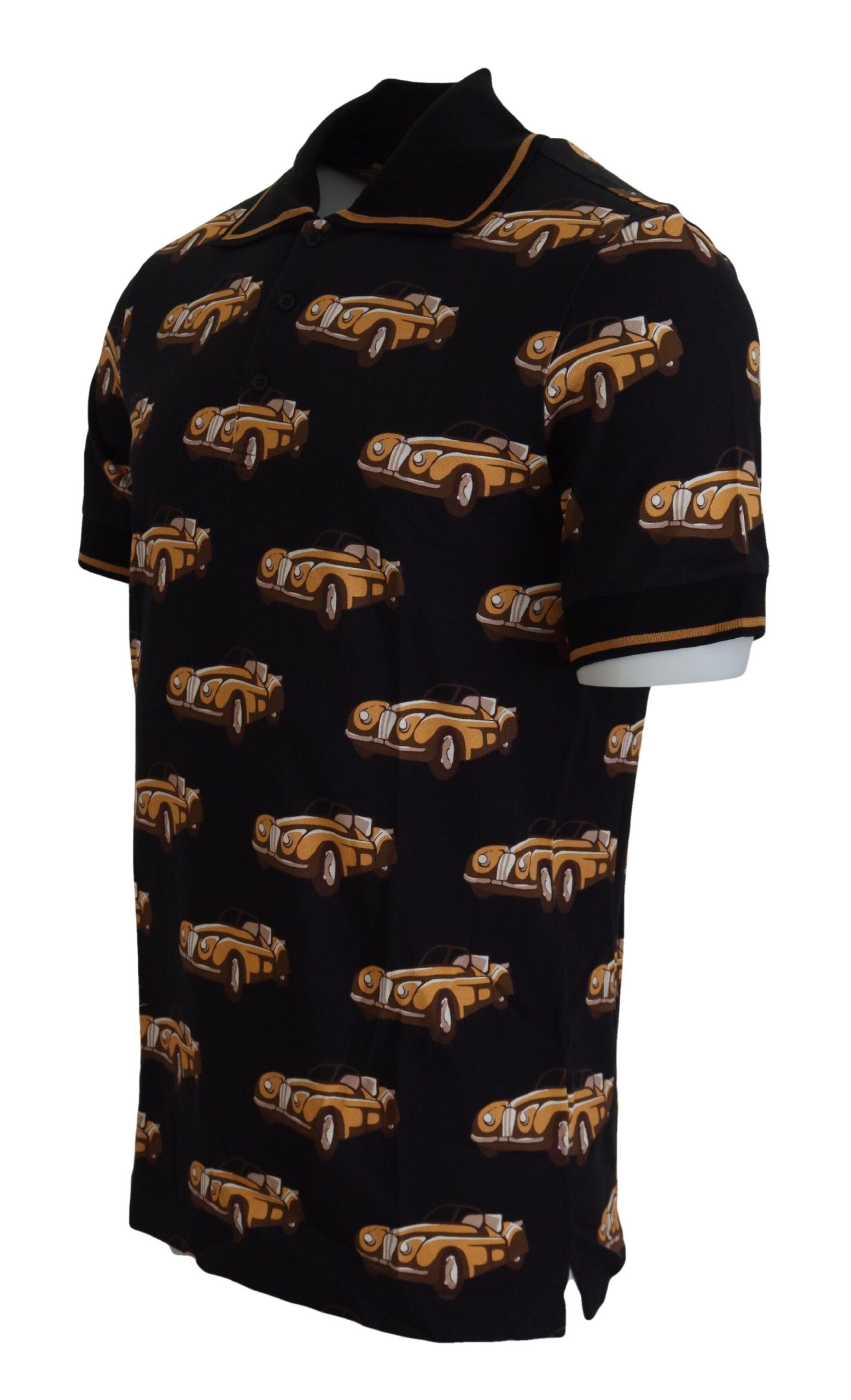 Dolce &amp; Gabbana Araba baskılı siyah kısa kollu polo tişört