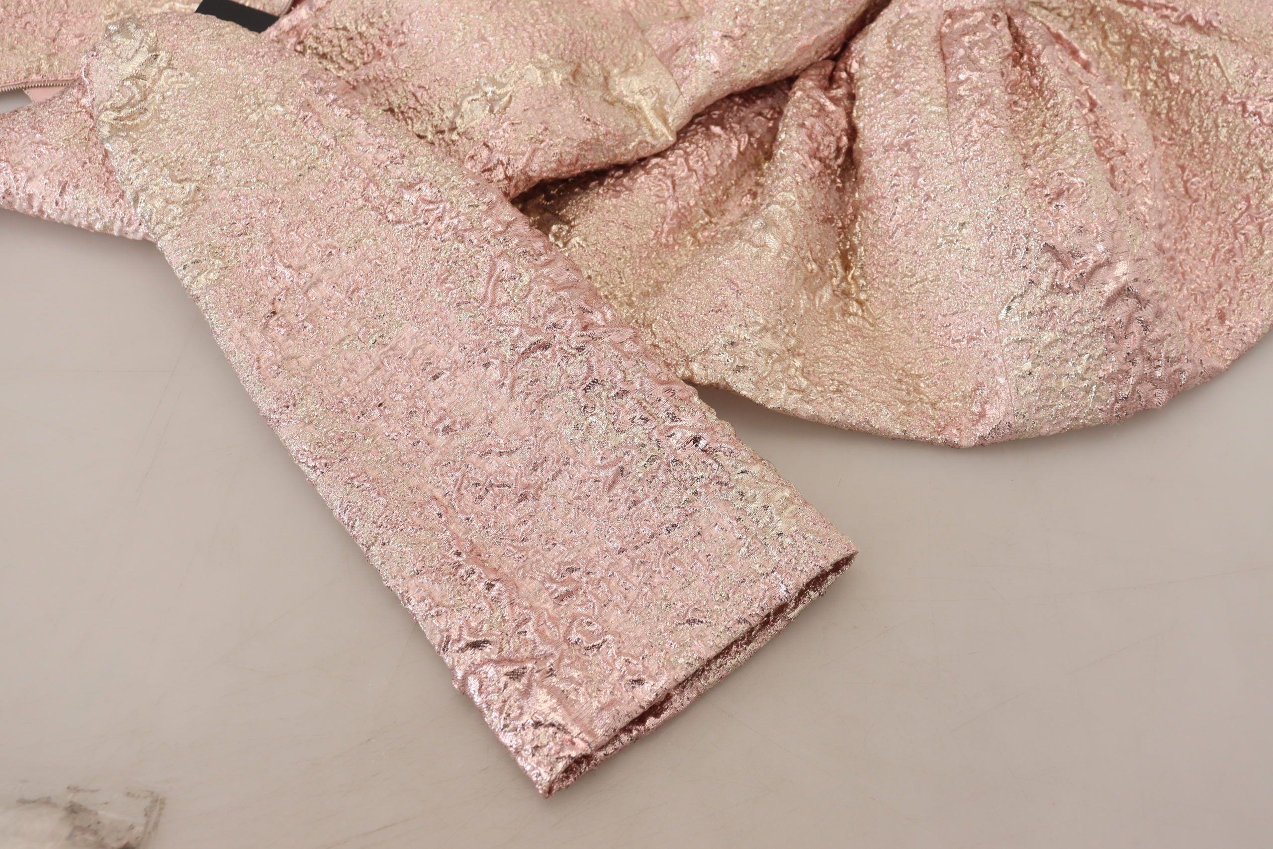 Dolce & Gabbana Rosa Jaquard 3/4-Ärmel Midikleid mit Etui