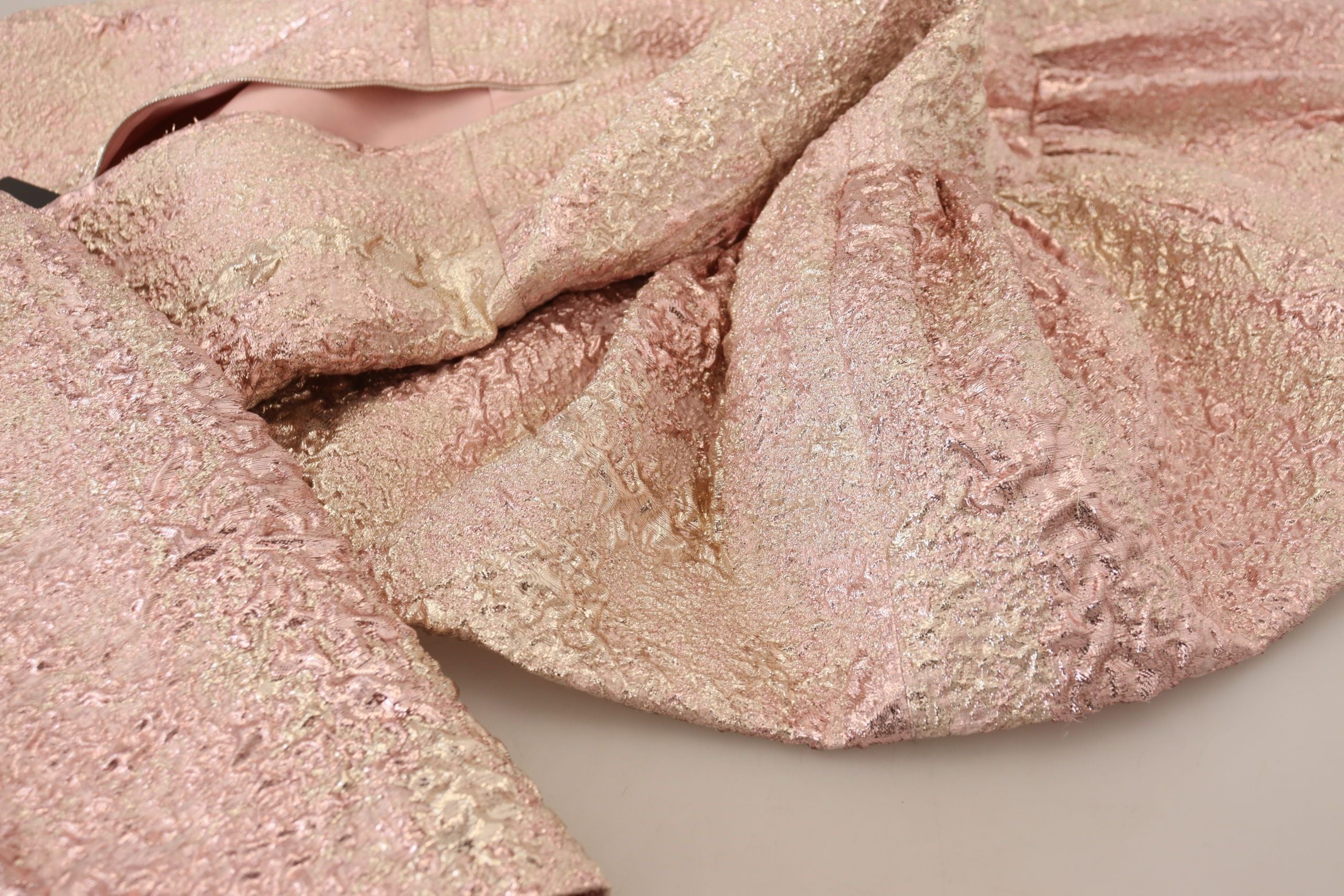 Dolce & Gabbana Rosa Jaquard 3/4-Ärmel Midikleid mit Etui