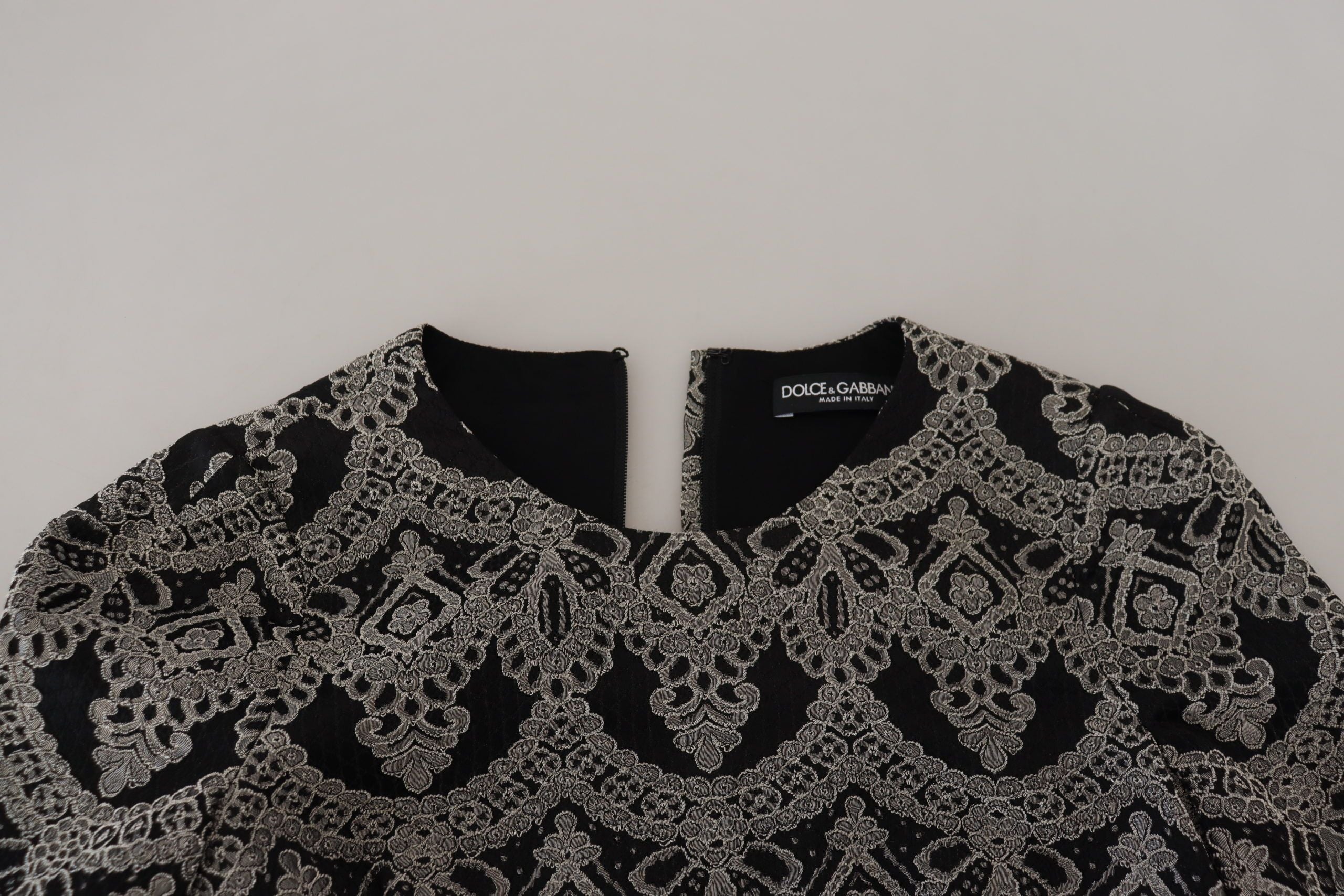 Dolce & Gabbana Schwarz-graues Jacquard-Bodycon-Kleid