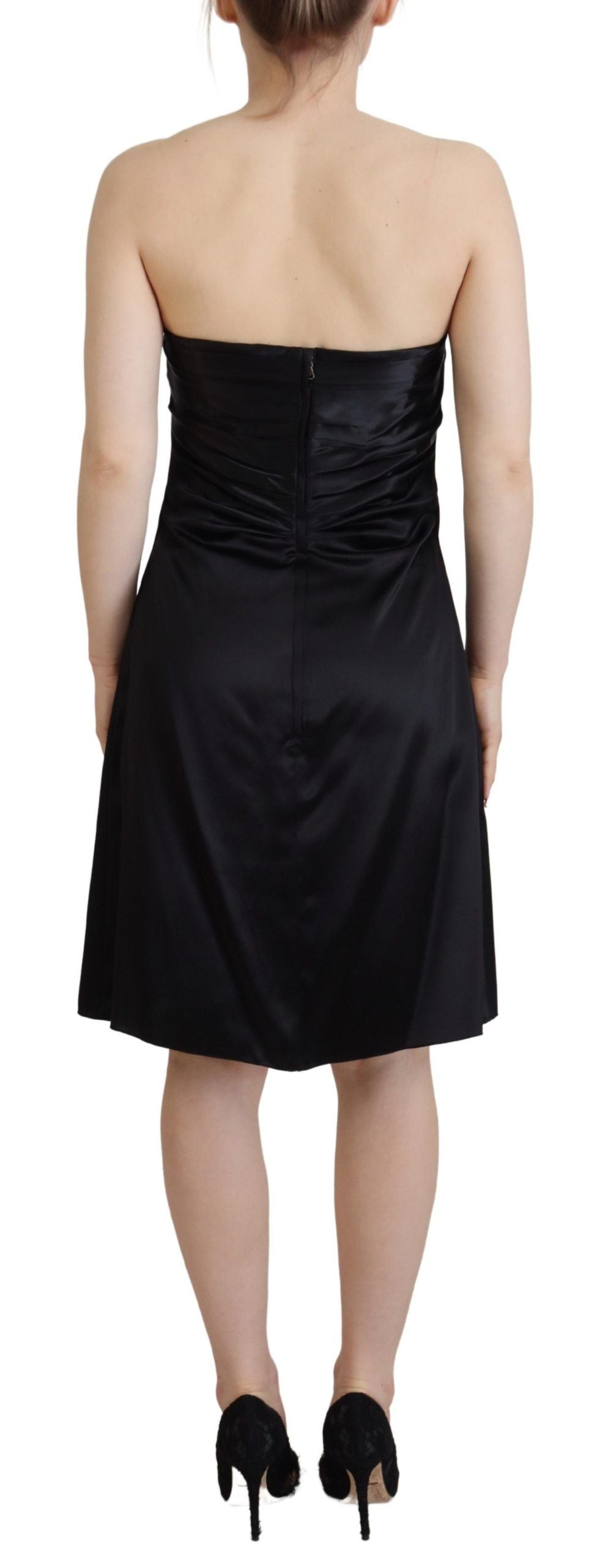 Dolce & Gabbana Schwarzes Seiden Shift Kurzes Mini Party Kleid