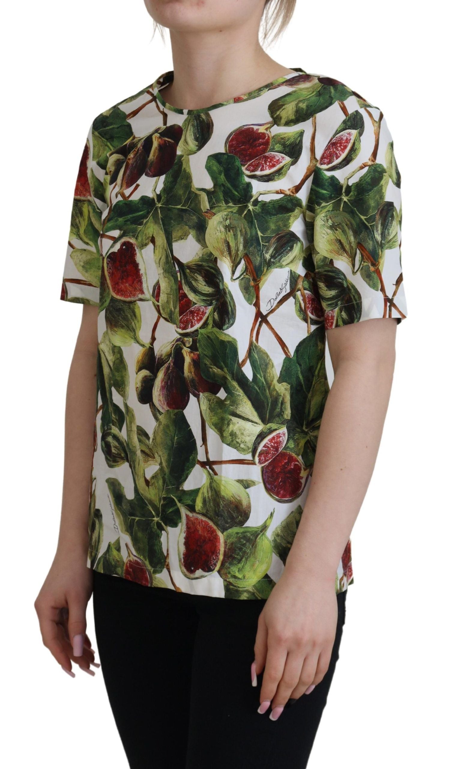 Dolce & Gabbana Baumwoll-Top mit Rundhalsausschnitt Bluse Frucht-T-Shirt