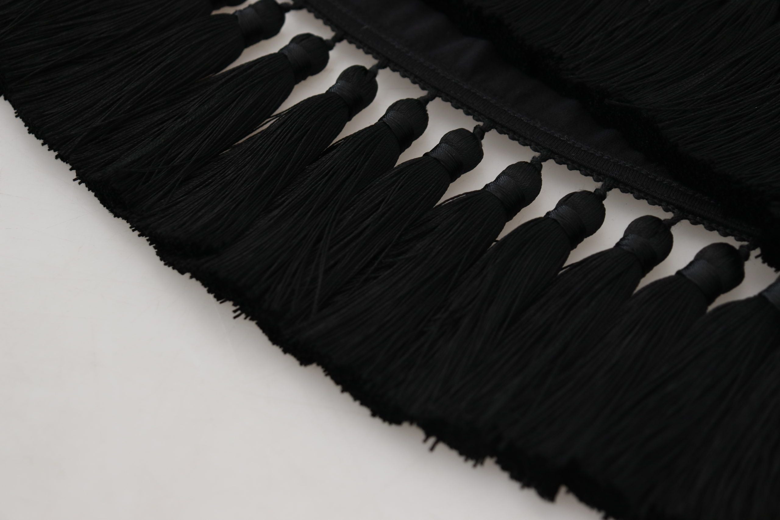 Dolce & Gabbana Schwarzes T-Shirt Bluse Tassle Baumwolle Bluse