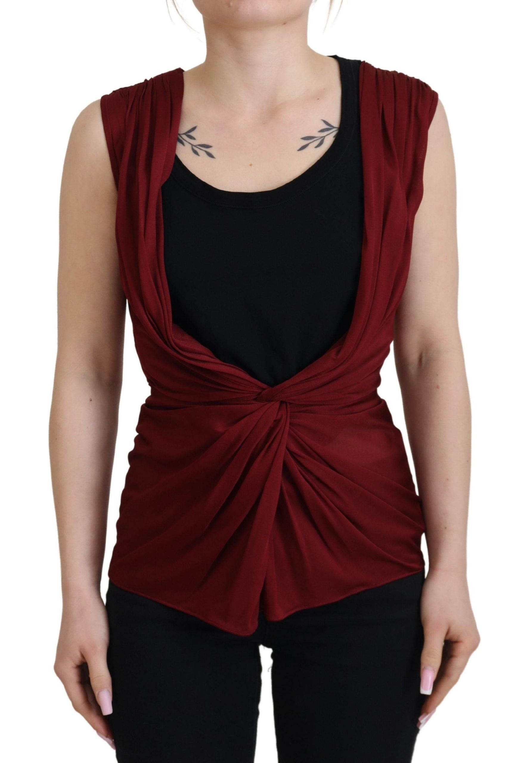 Dolce &amp; Gabbana Burgundy Silk Blend Top Blouse