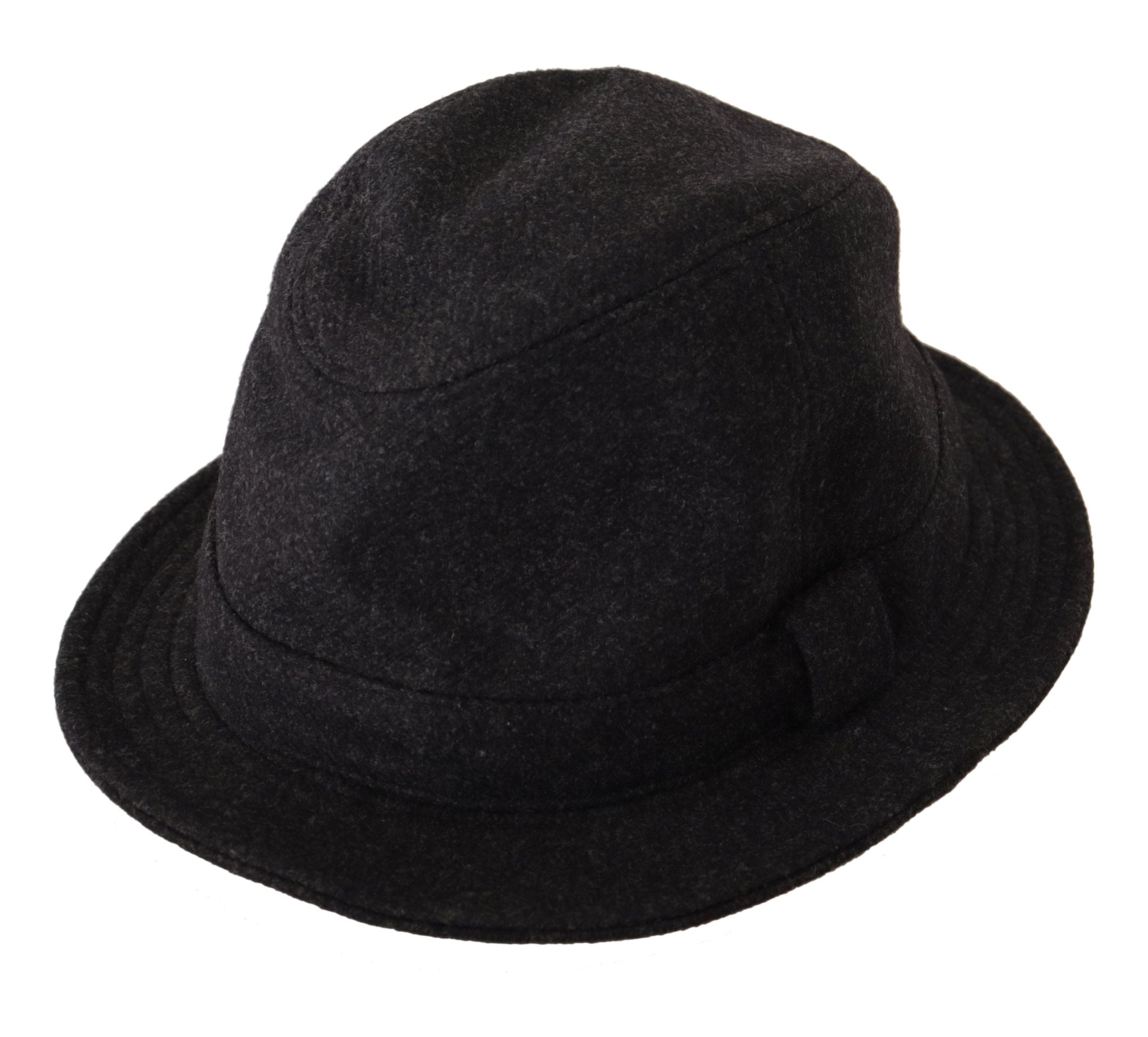 Dolce & Gabbana Grauer Schurwolle Logo Fedora Trilby Cappello Hut