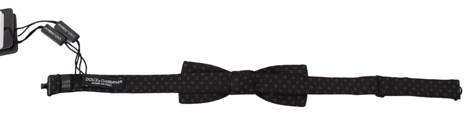 Dolce &amp; Gabbana Black patterned silk papillon bow tie with adjustable neck