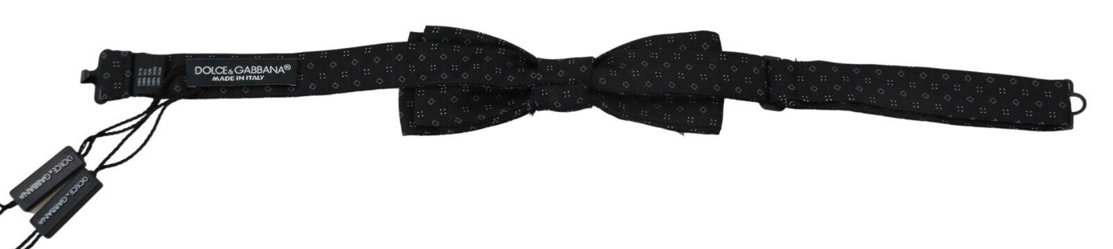 Dolce &amp; Gabbana Black Silk Tie Patterned Men's Accessory Bow Tie