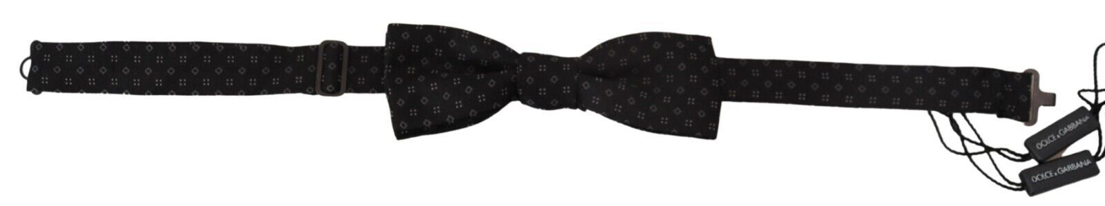 Dolce &amp; Gabbana Black Silk Tie Patterned Men's Accessory Bow Tie