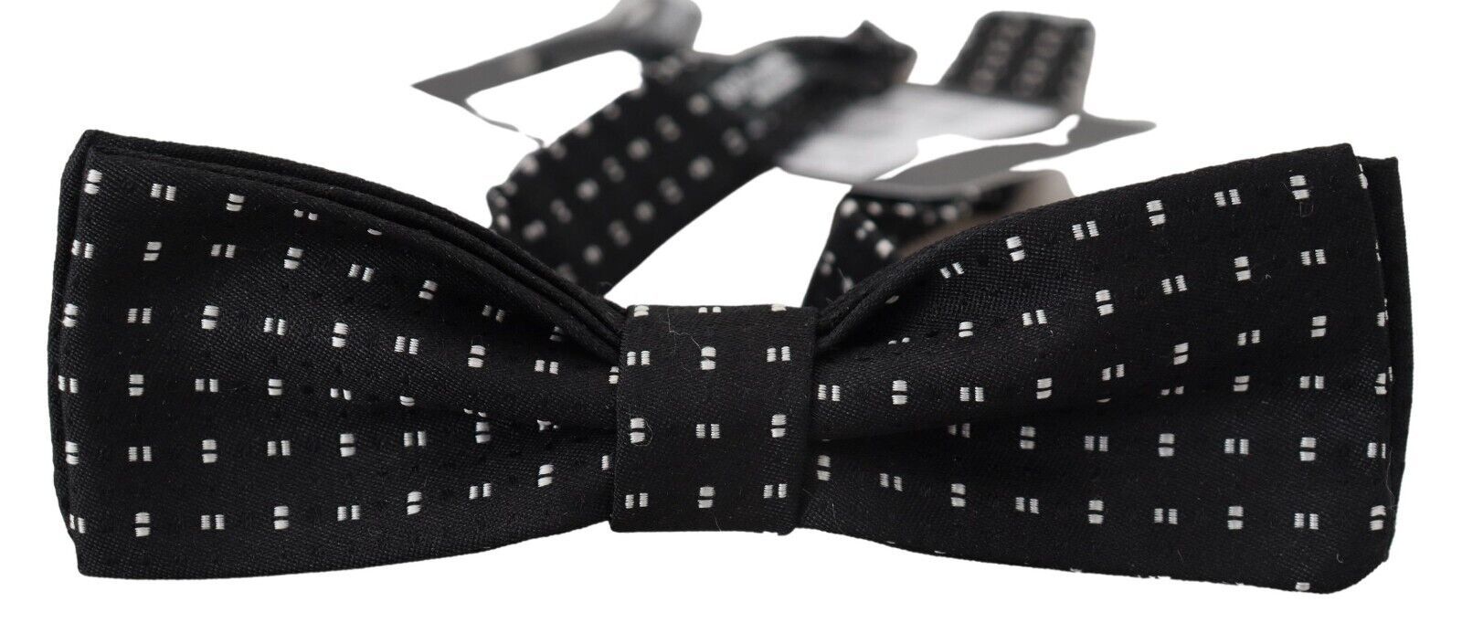 Dolce &amp; Gabbana Black Silk Patterned Neck Papillon Accessory Bow Tie