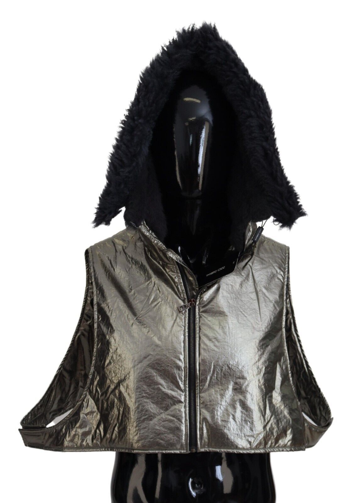 Dolce &amp; Gabbana Silver Fur Full Head Wrap Men Capello Nylon Hat