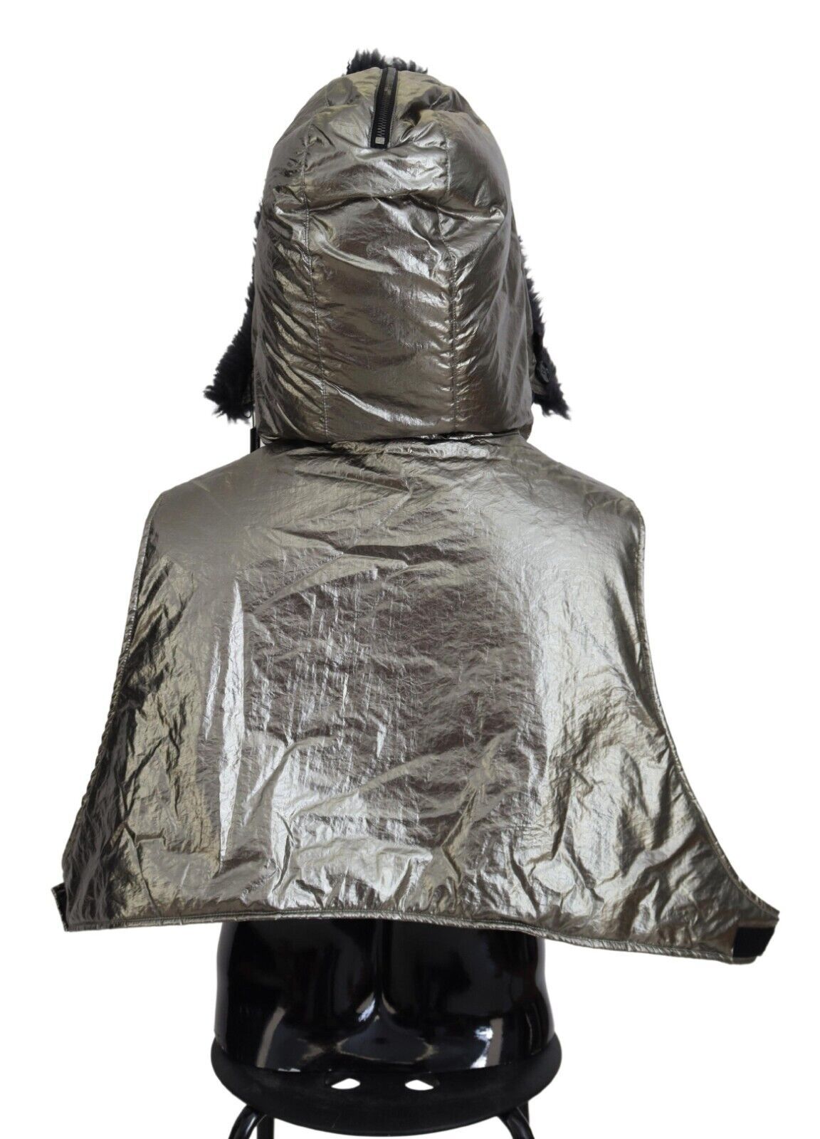 Dolce &amp; Gabbana Silver Fur Full Head Wrap Men Capello Nylon Hat