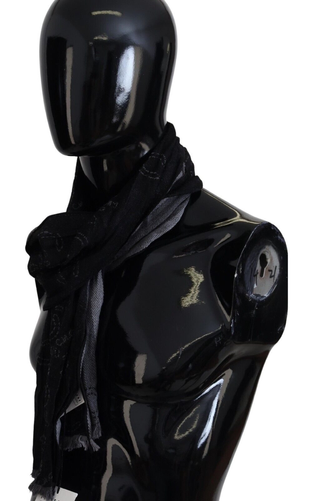 Costume National Schwarz Grau Logo Print Männer Hals Wrap Schal Schal