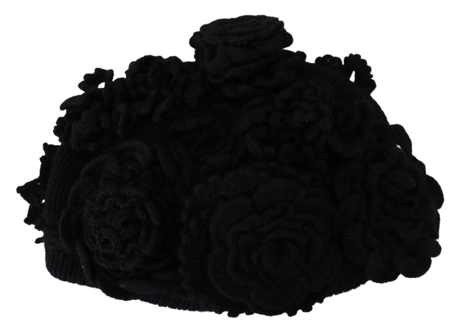 Dolce & Gabbana Schwarze Wollstrick Winter Beanie Mütze