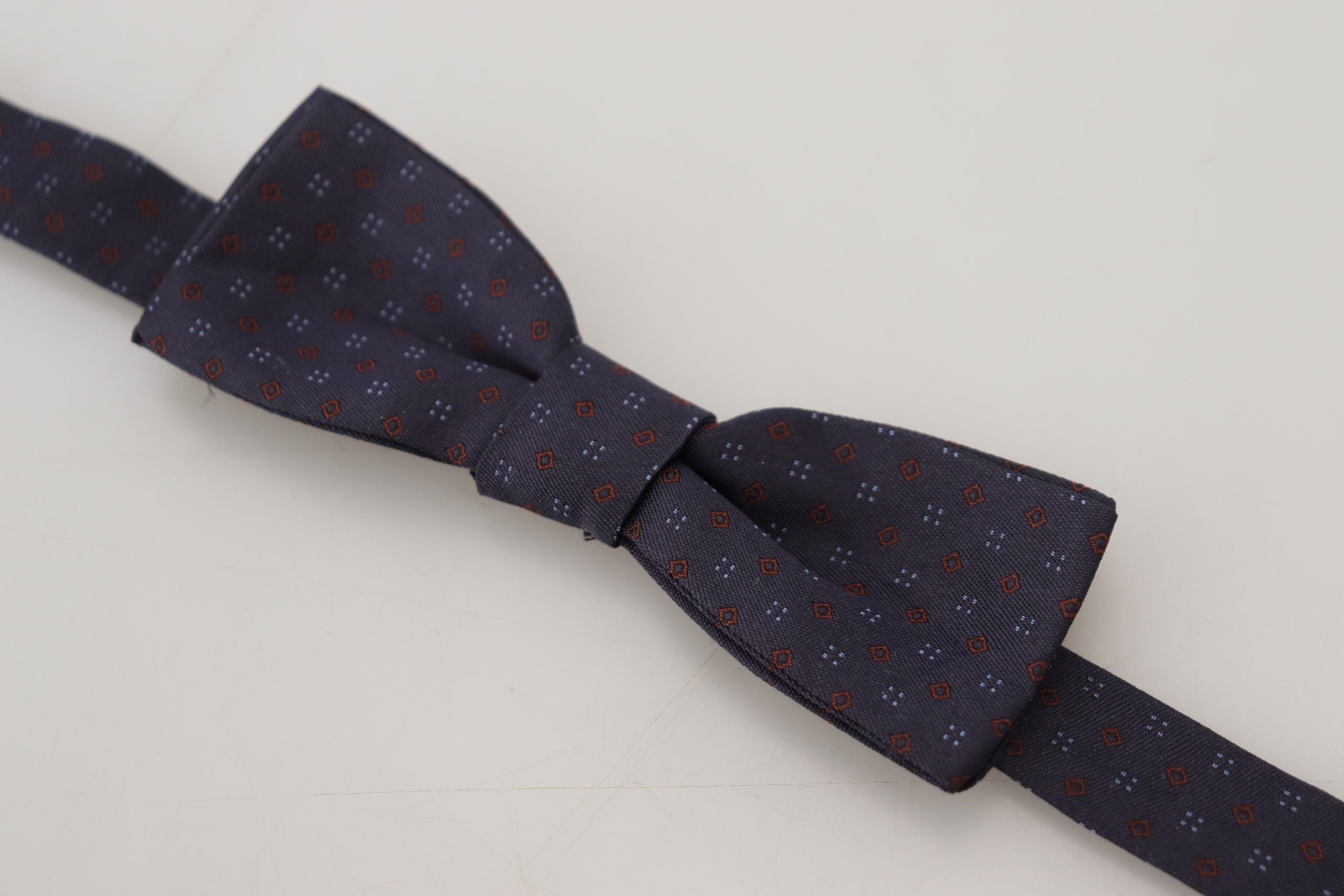 Dolce &amp; Gabbana blue patterned silk papillon bow tie with adjustable neck