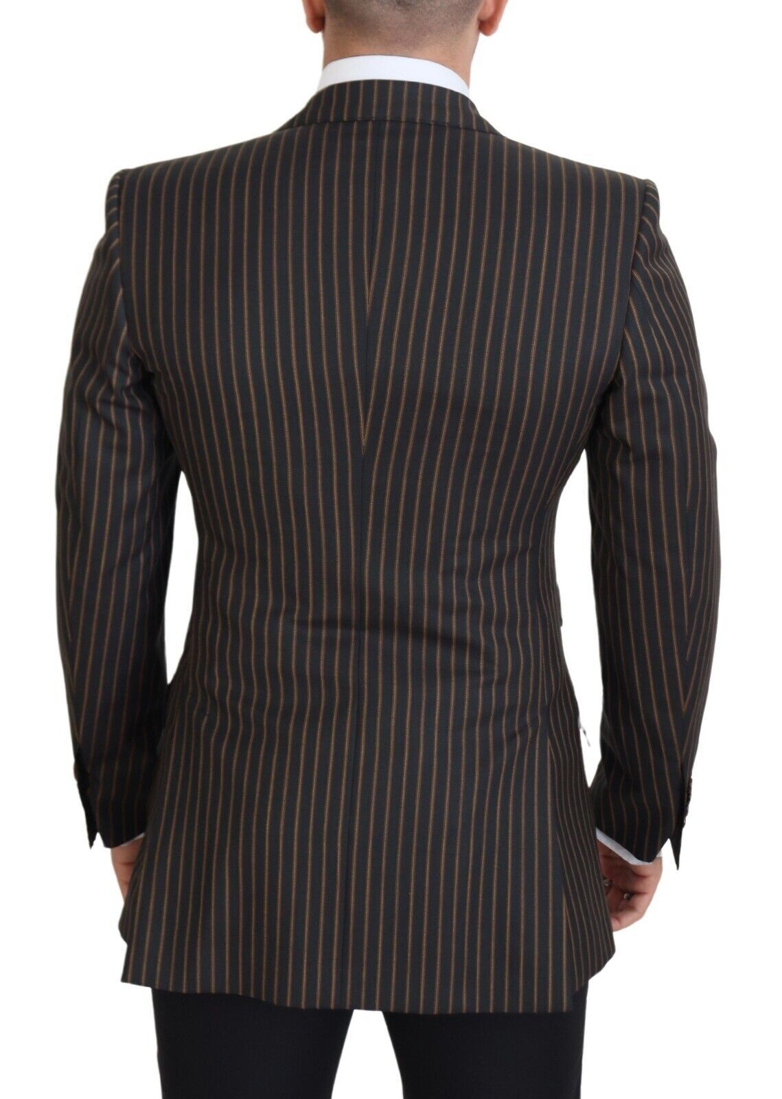 Dolce &amp; Gabbana black-brown striped single-breasted blazer