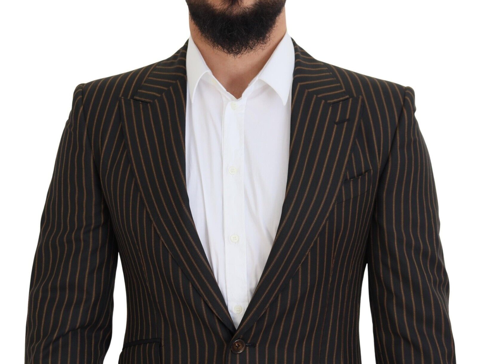 Dolce &amp; Gabbana black-brown striped single-breasted blazer
