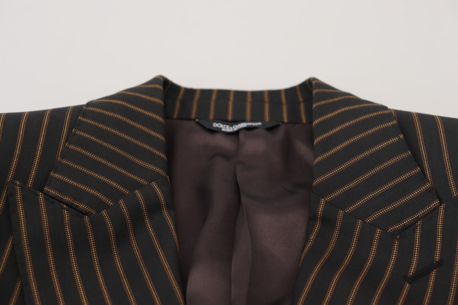 Dolce &amp; Gabbana black-brown striped single-breasted blazer