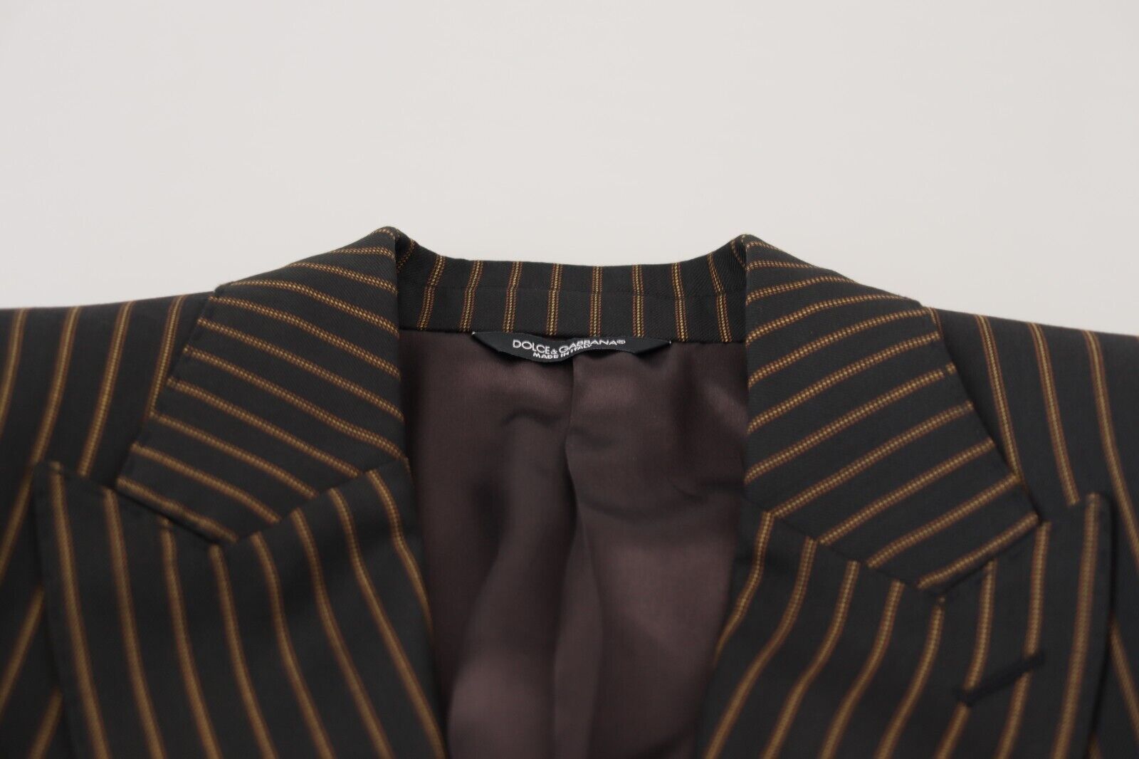Dolce &amp; Gabbana black-brown striped single-breasted blazer
