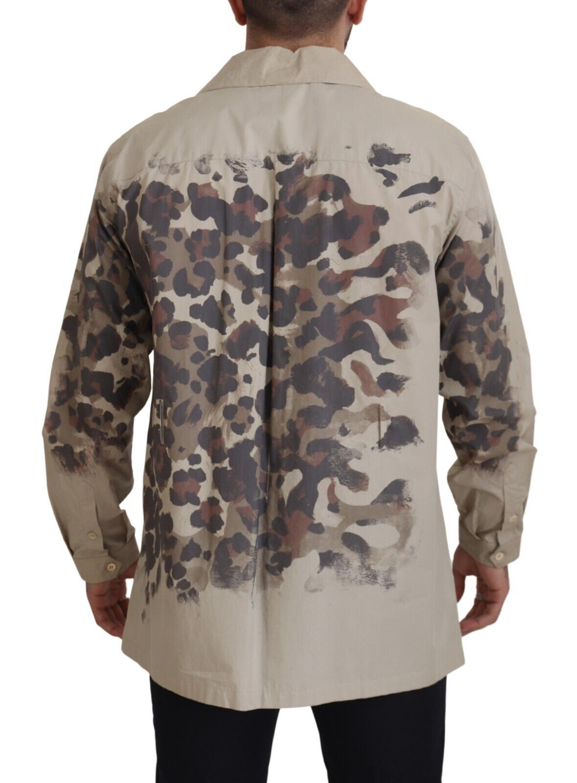 Dolce &amp; Gabbana beige camouflage cotton long-sleeved shirt