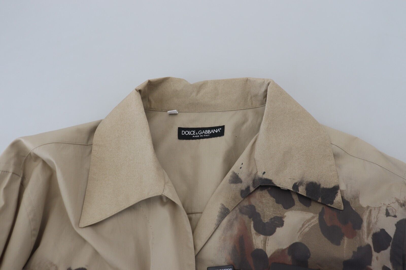 Dolce &amp; Gabbana beige camouflage cotton long-sleeved shirt