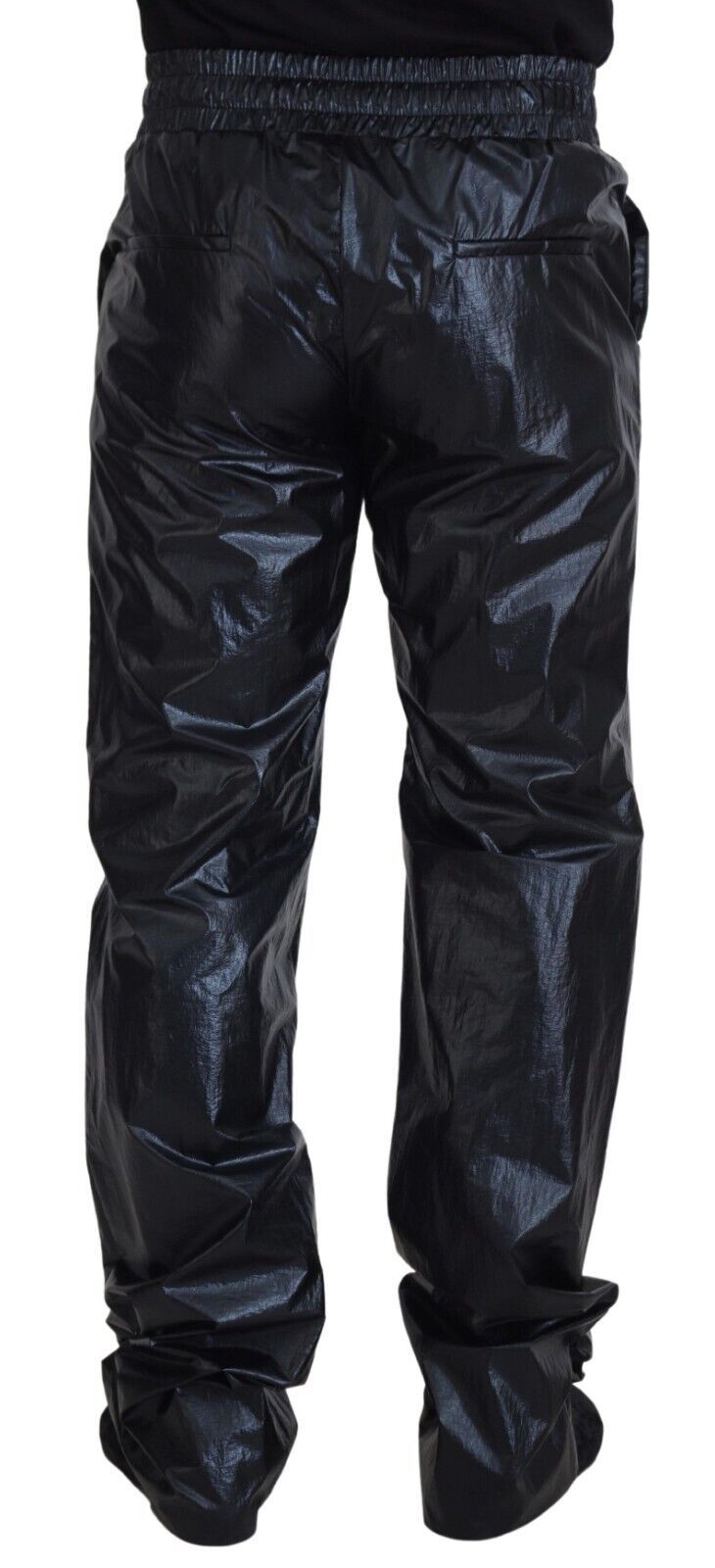 Dolce &amp; Gabbana Black Shiny Drawstring Nylon Pants