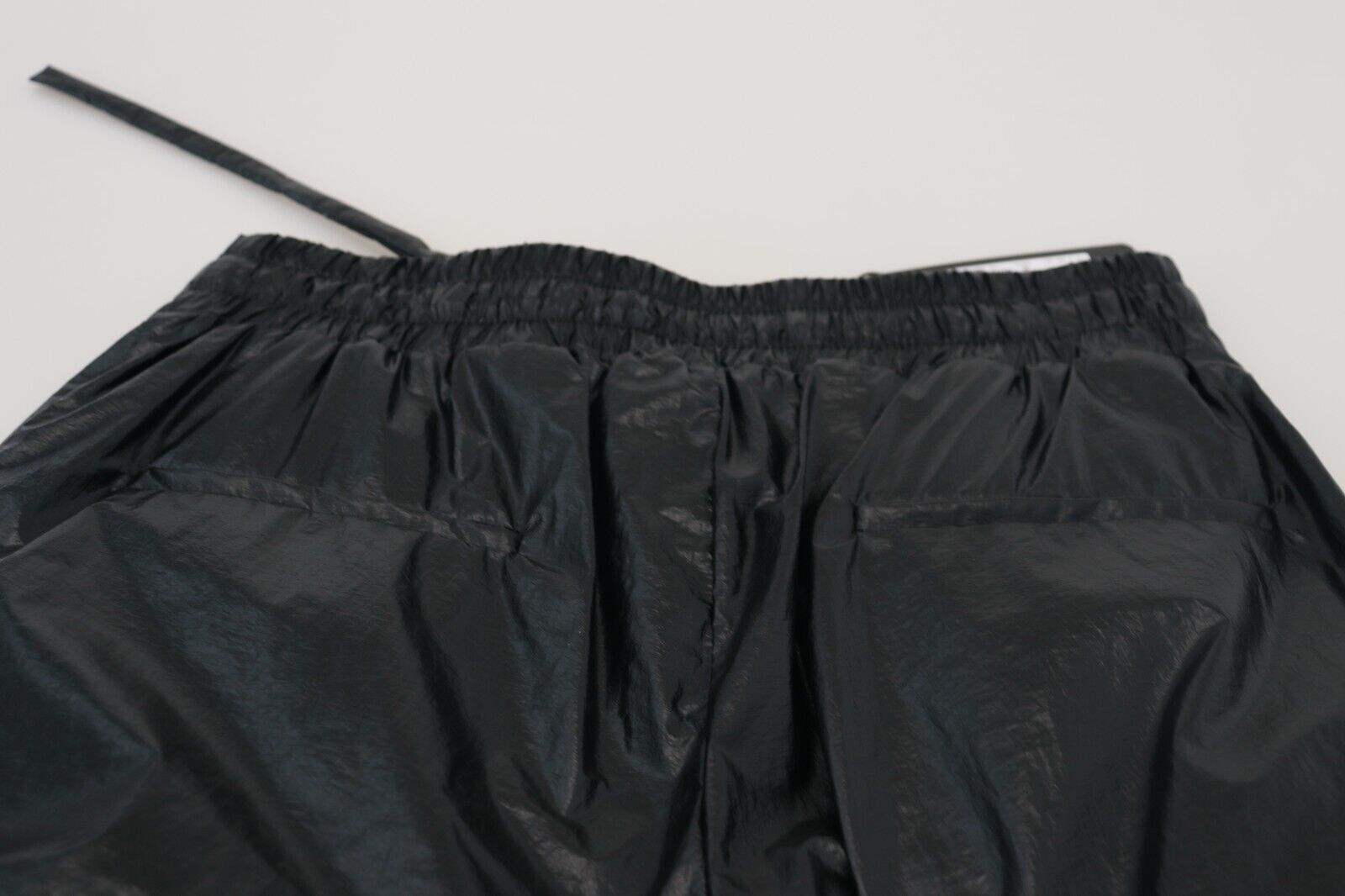 Dolce &amp; Gabbana Black Shiny Drawstring Nylon Pants