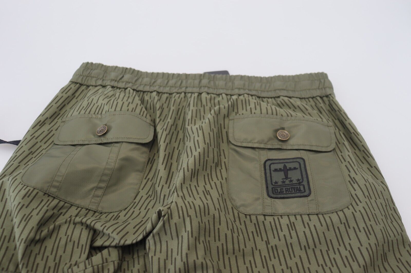 Dolce &amp; Gabbana Green Striped Cargo Pants with Zip Leg Men's Trousers