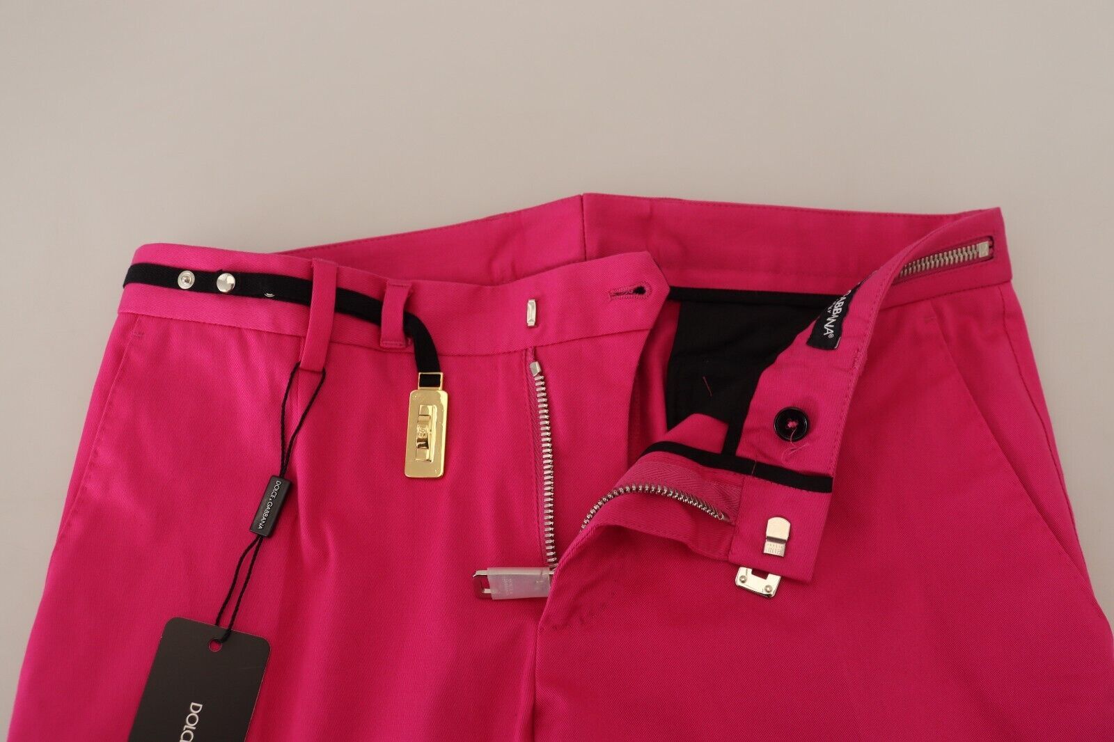 Dolce &amp; Gabbana Pink Zipper Buckle Waist Trousers Pants