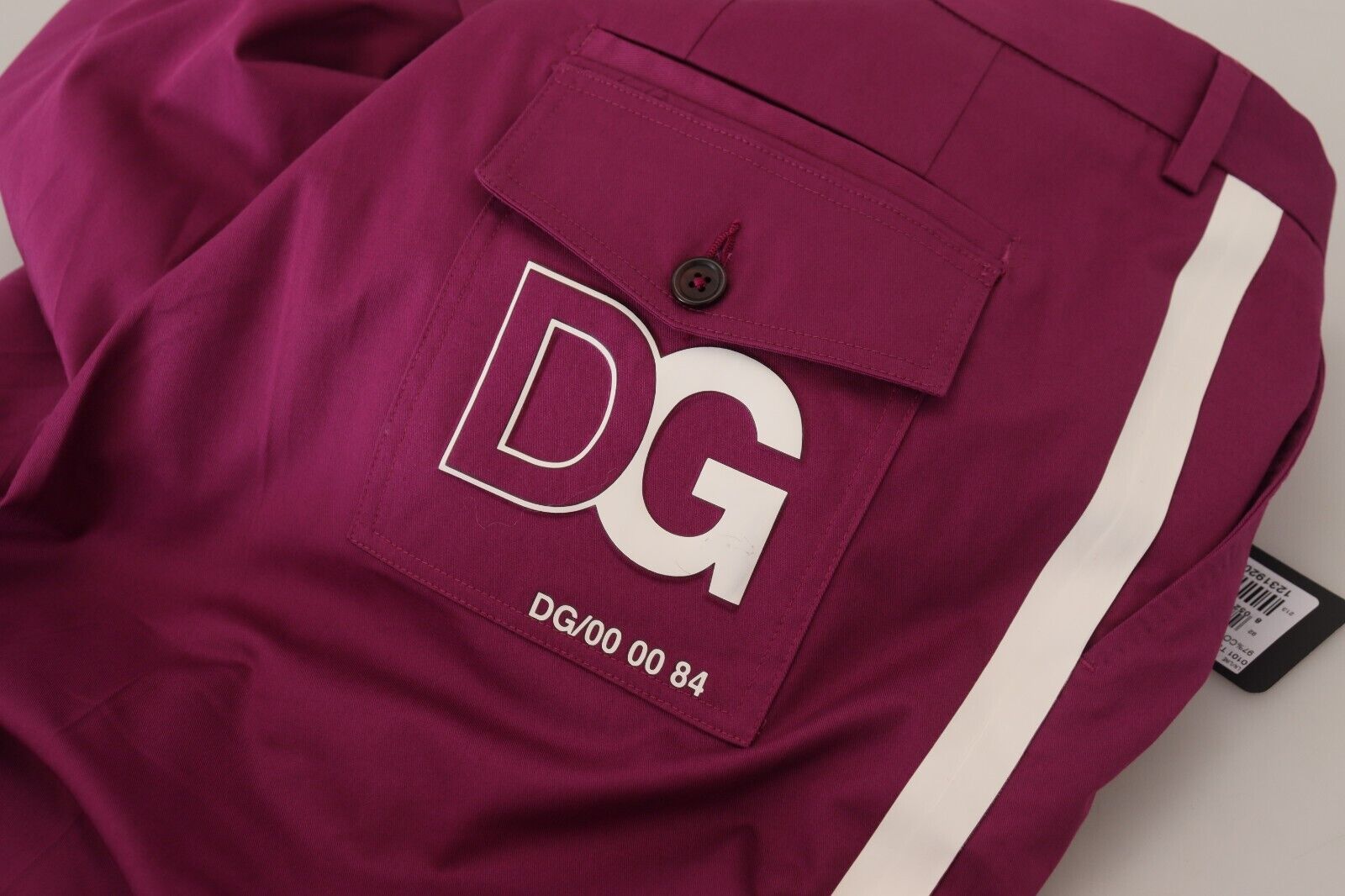 Dolce & Gabbana Magentafarbene DG Logo-Taschenhosen aus Baumwolle