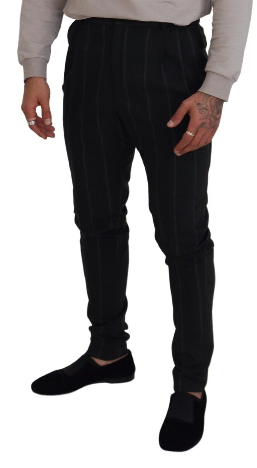 Dolce &amp; Gabbana Black Striped Men's Cotton Trousers