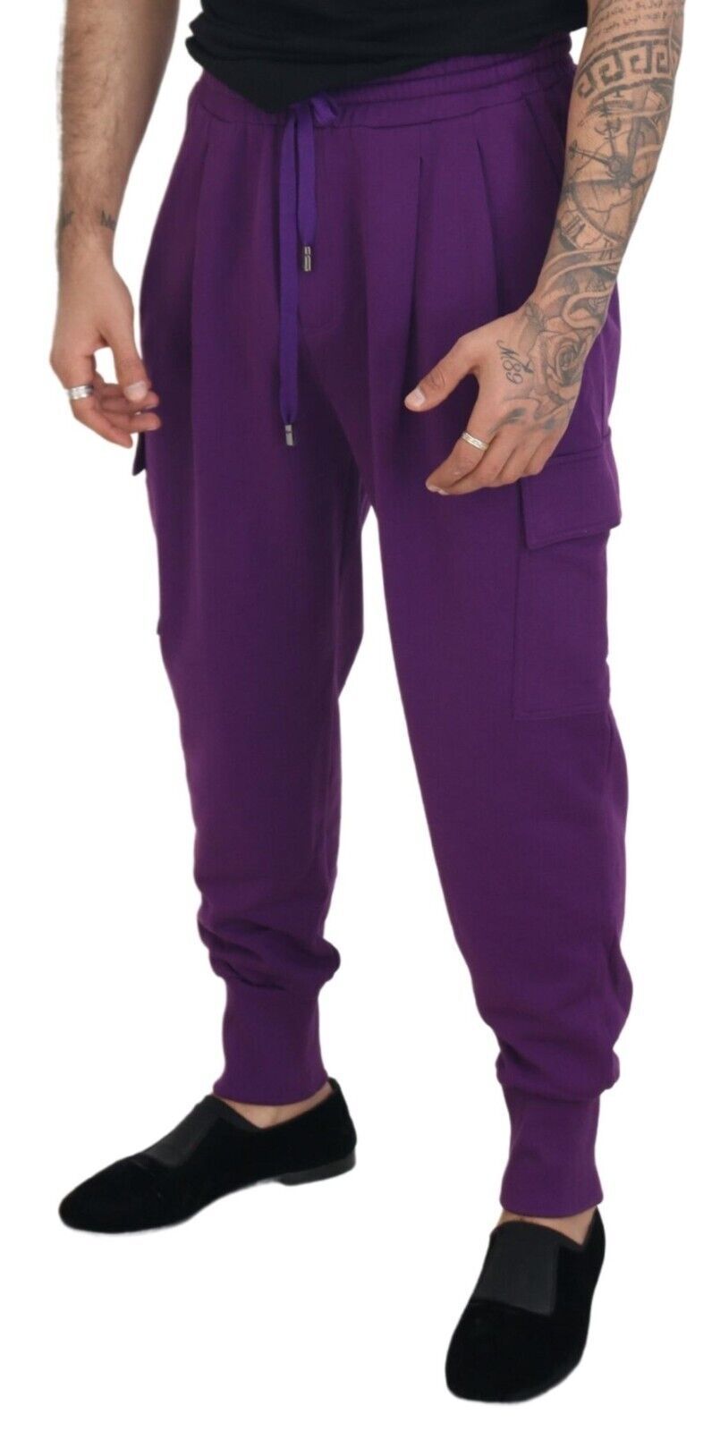 Dolce &amp; Gabbana Purple Cotton Cargo Sweatpants